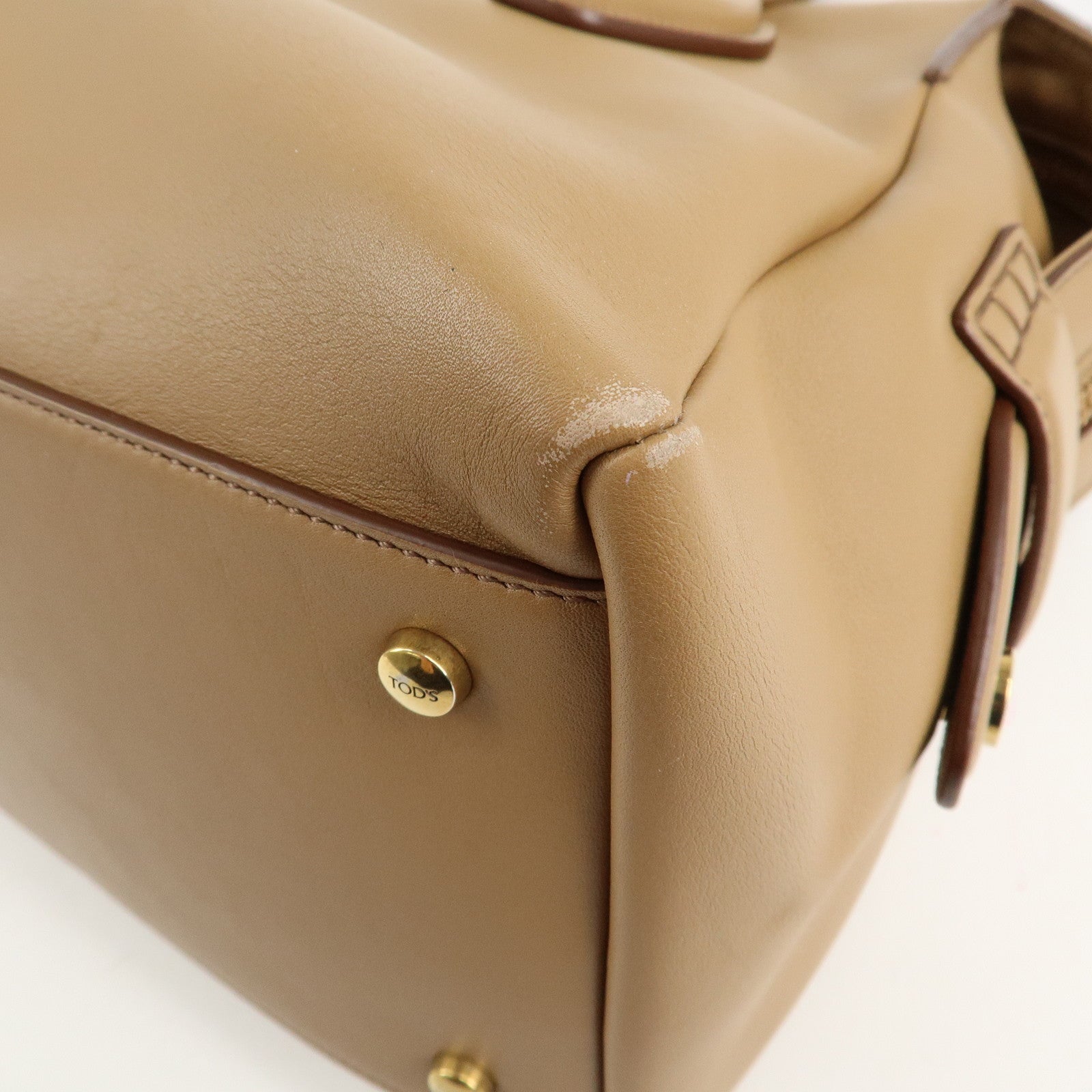 TOD'S D Styling Leather 2Way Shoulder Bag Hand Bag Beige Used