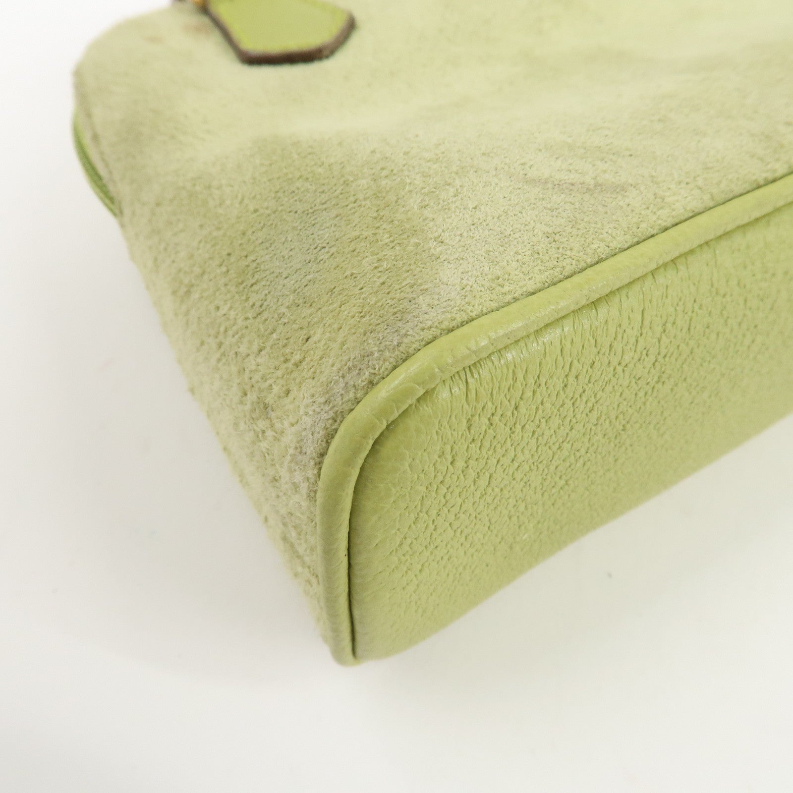 GUCCI Bamboo Suede Leather 2WAY Shoulder Bag Green 007.2032 Used