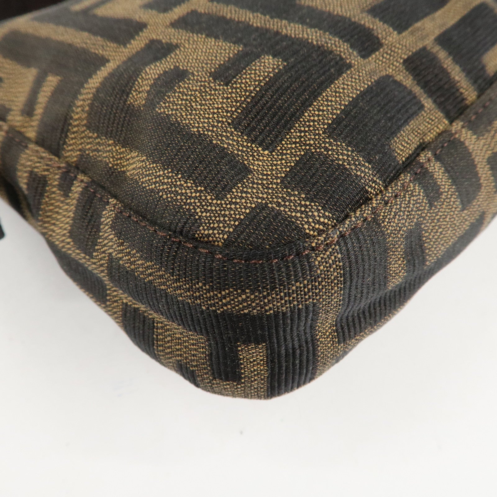 FENDI Zucca Mamma Baguette Canvas Shoulder Bag Brown Black 26424 Used