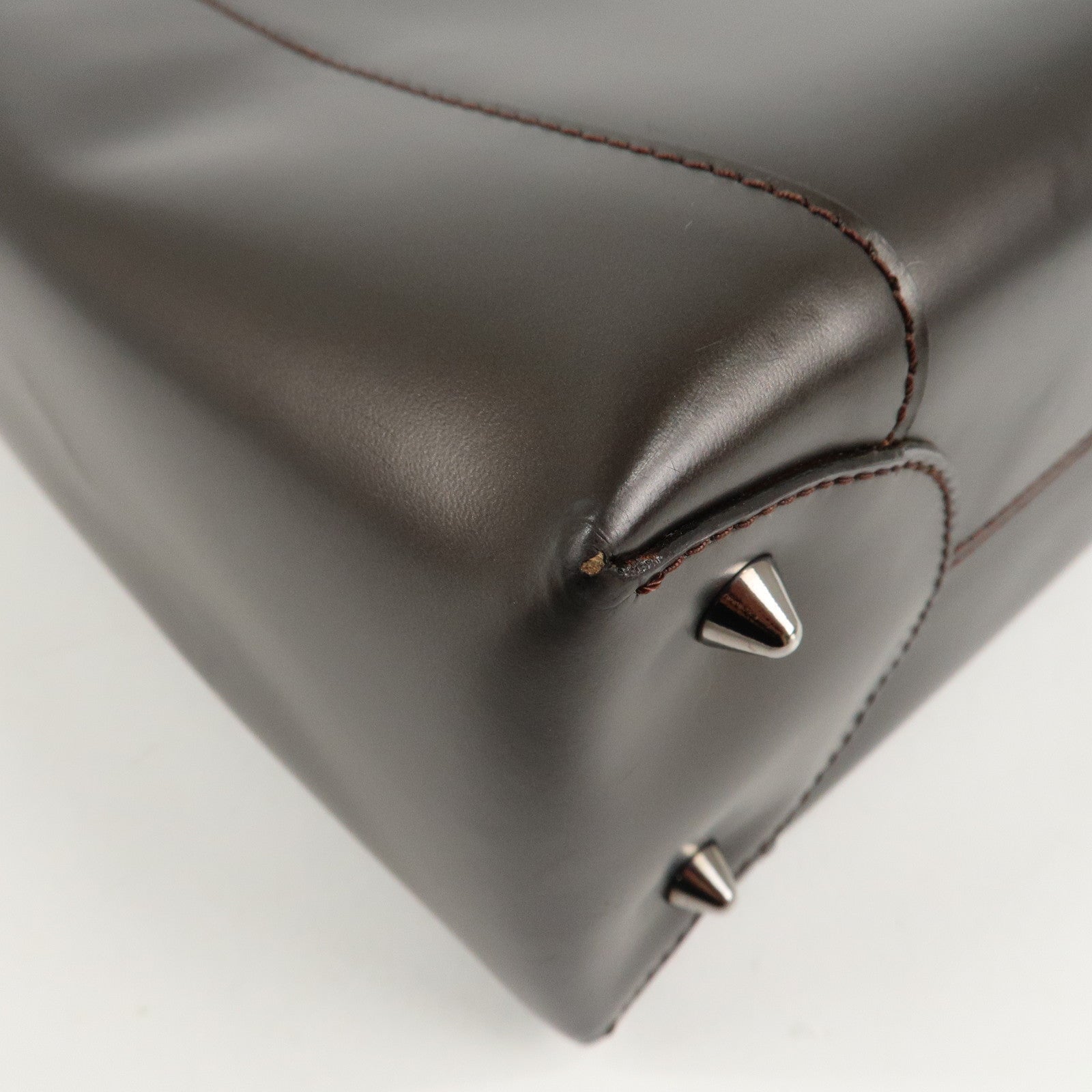 Christian Dior Maris Pearl Leather 2way Bag Hand Bag Dark Brown Used