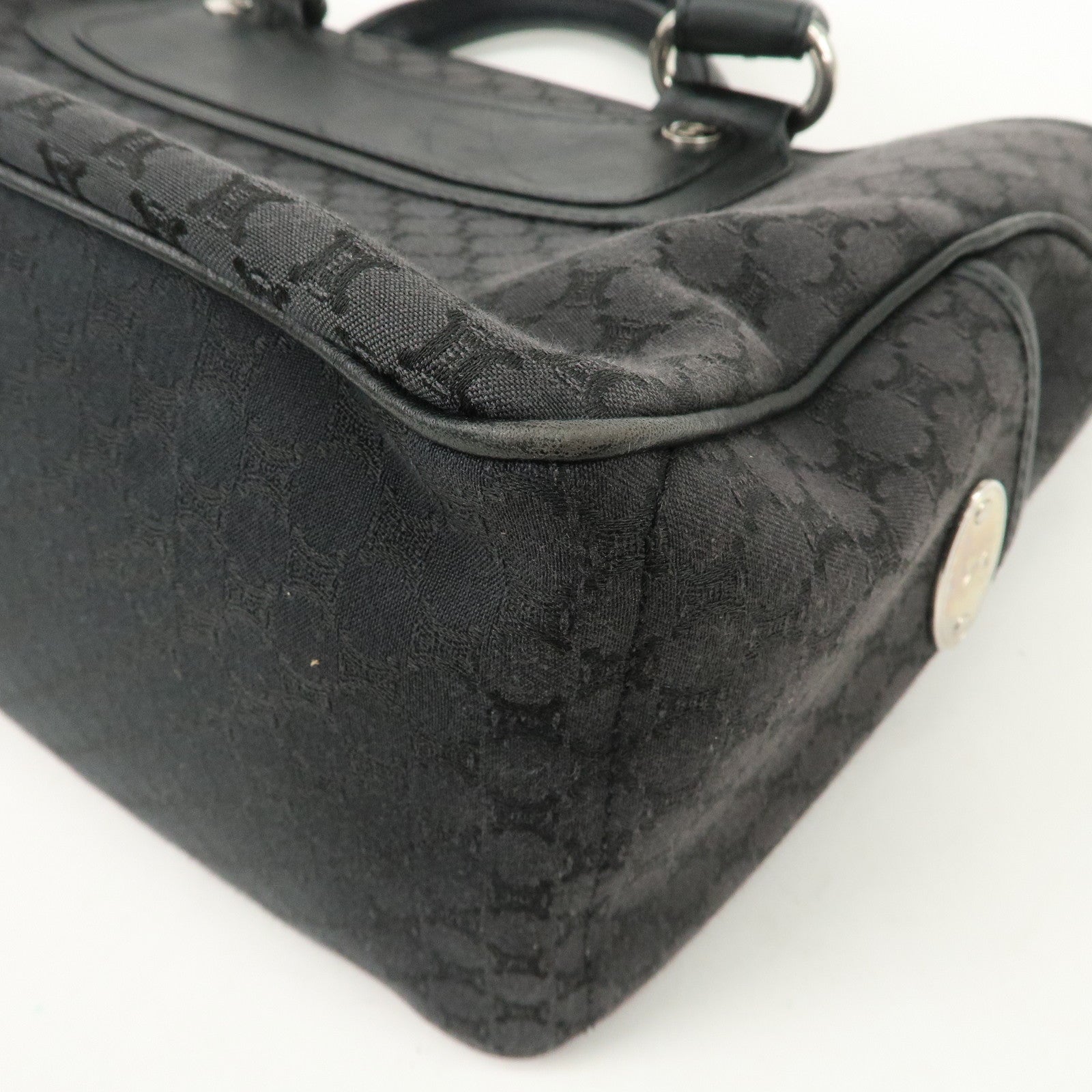 CELINE Macadam Canvas Leather Hand Bag Tote Bag Black CE00/23 Used