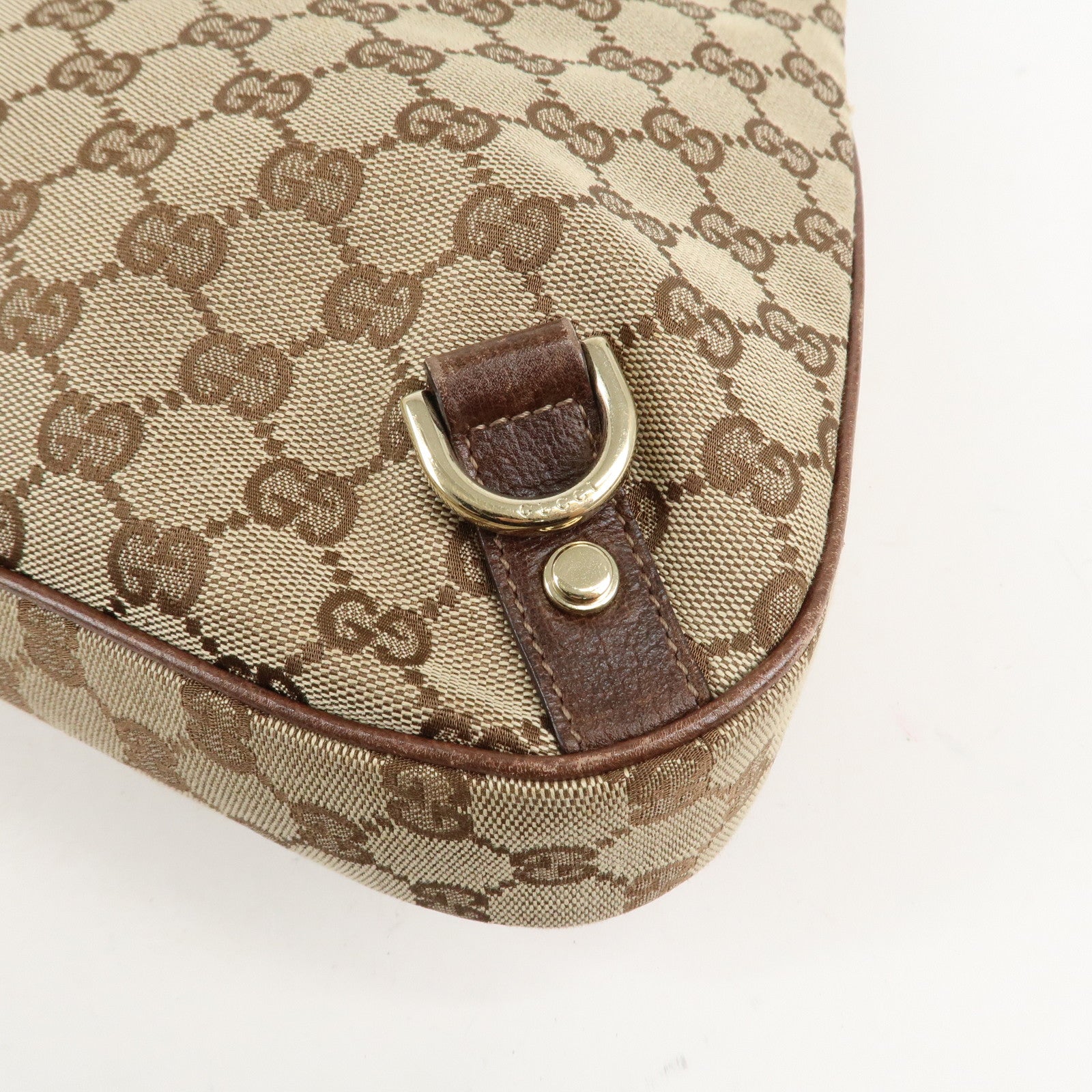 GUCCI Abbey GG Canvas Leather Shoulder Bag Beige Brown 130737 Used
