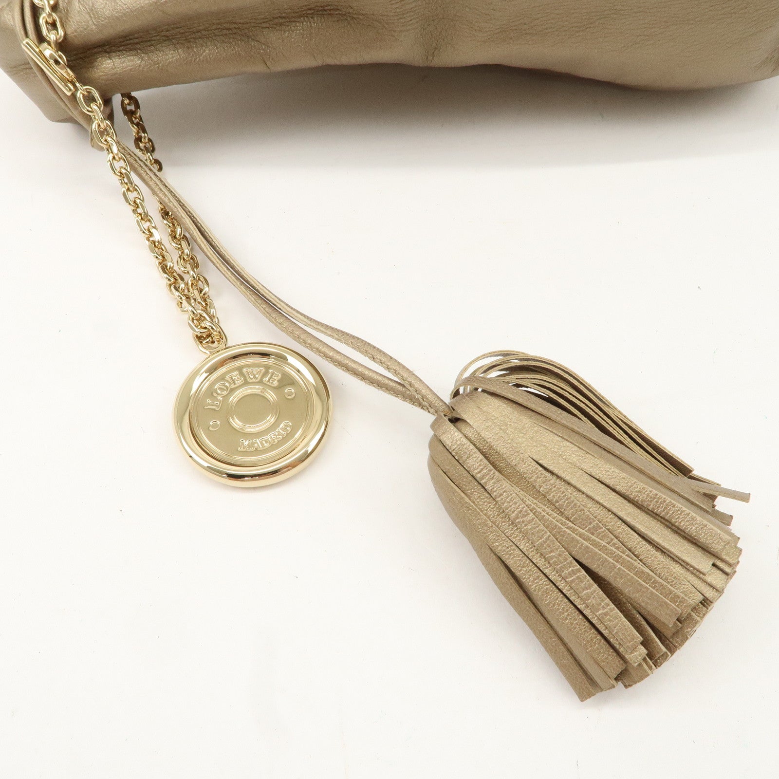 LOEWE Leather Viento One Shoulder Bag Gold Used