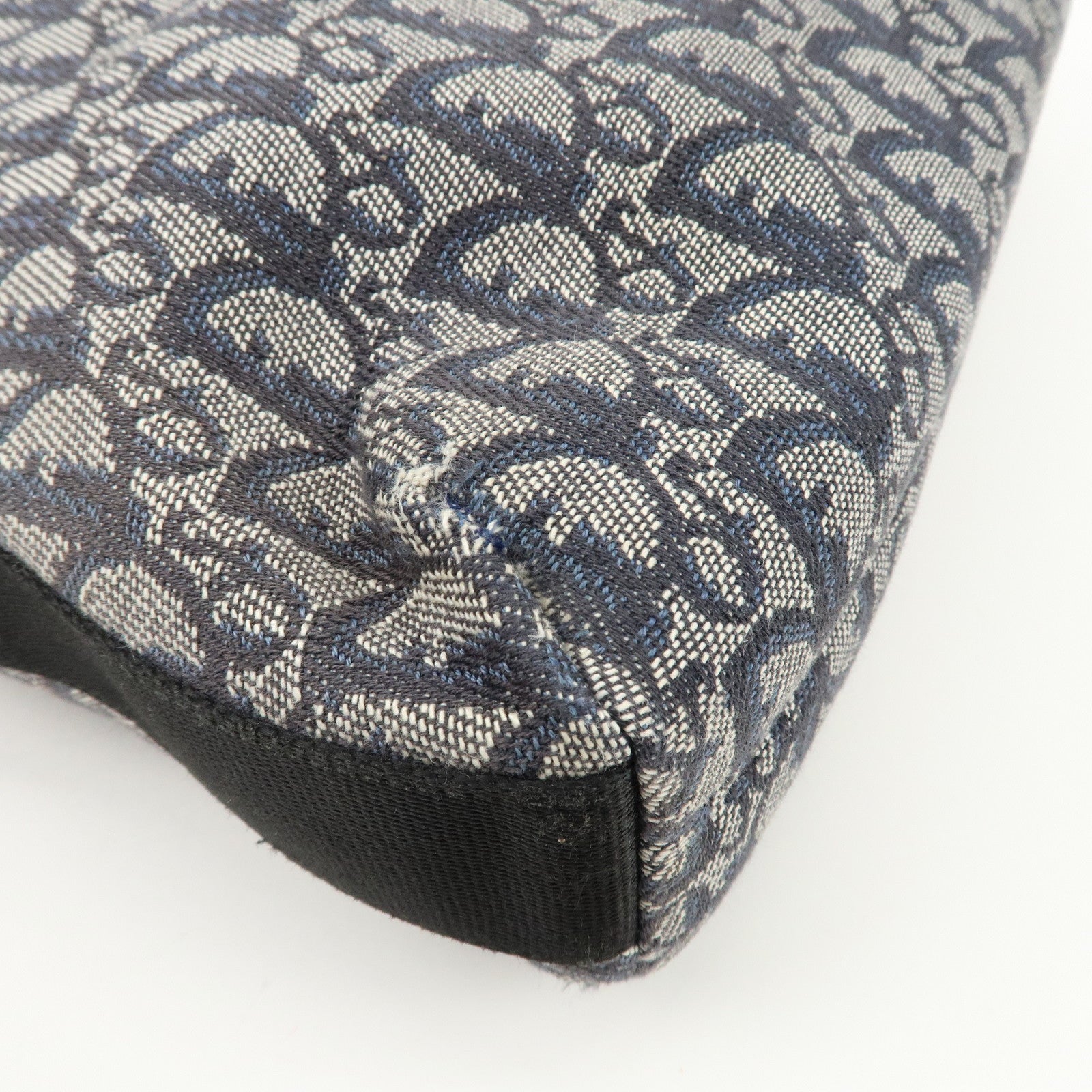 Christian Dior Trotter Canvas Leather Shoulder Bag  Navy White Used