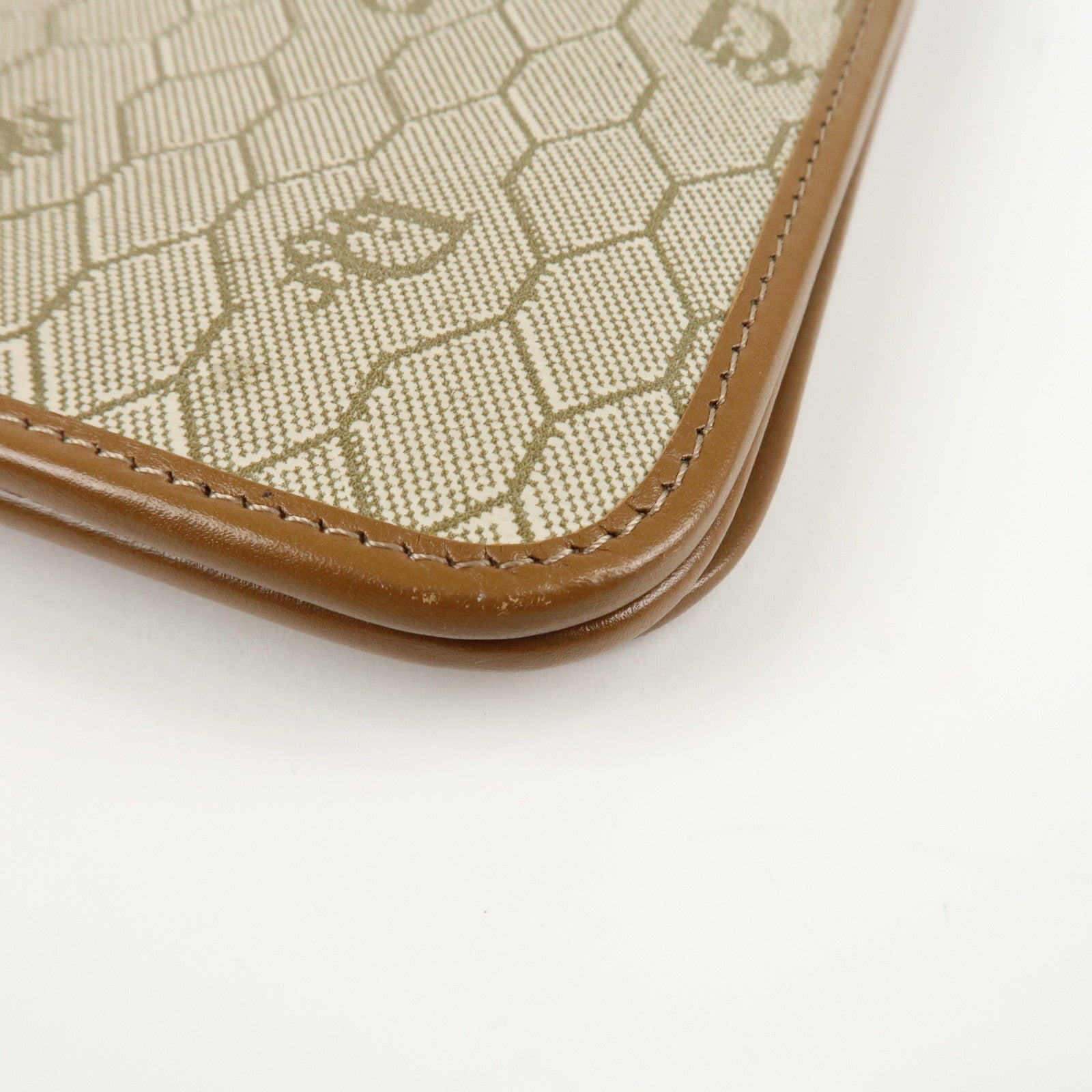 Christian Dior Honeycomb PVC Leather Chain Shoulder Bag Ivory Used