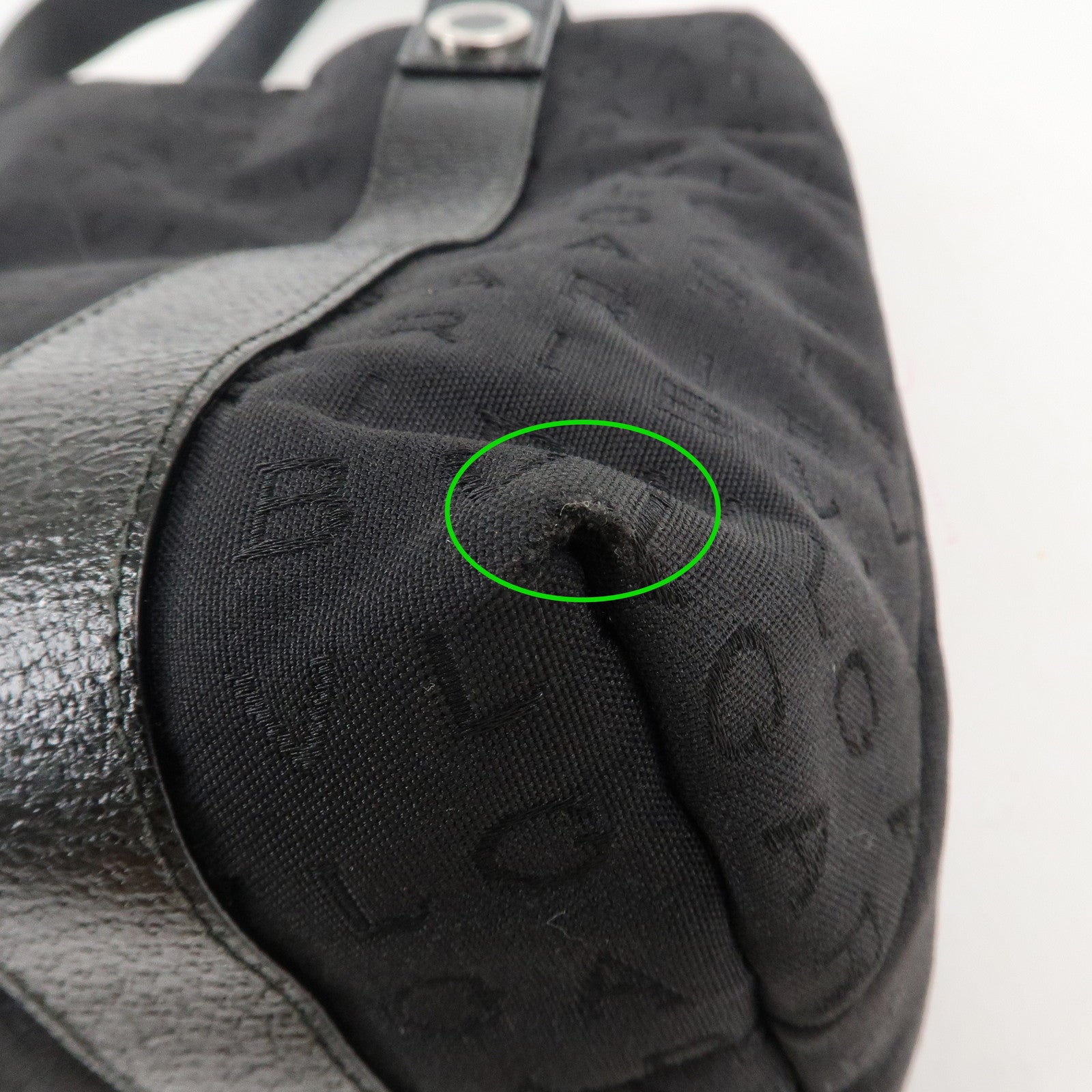 BVLGARI Lettere Logo Mania Nylon Leather Tote Bag Black Used