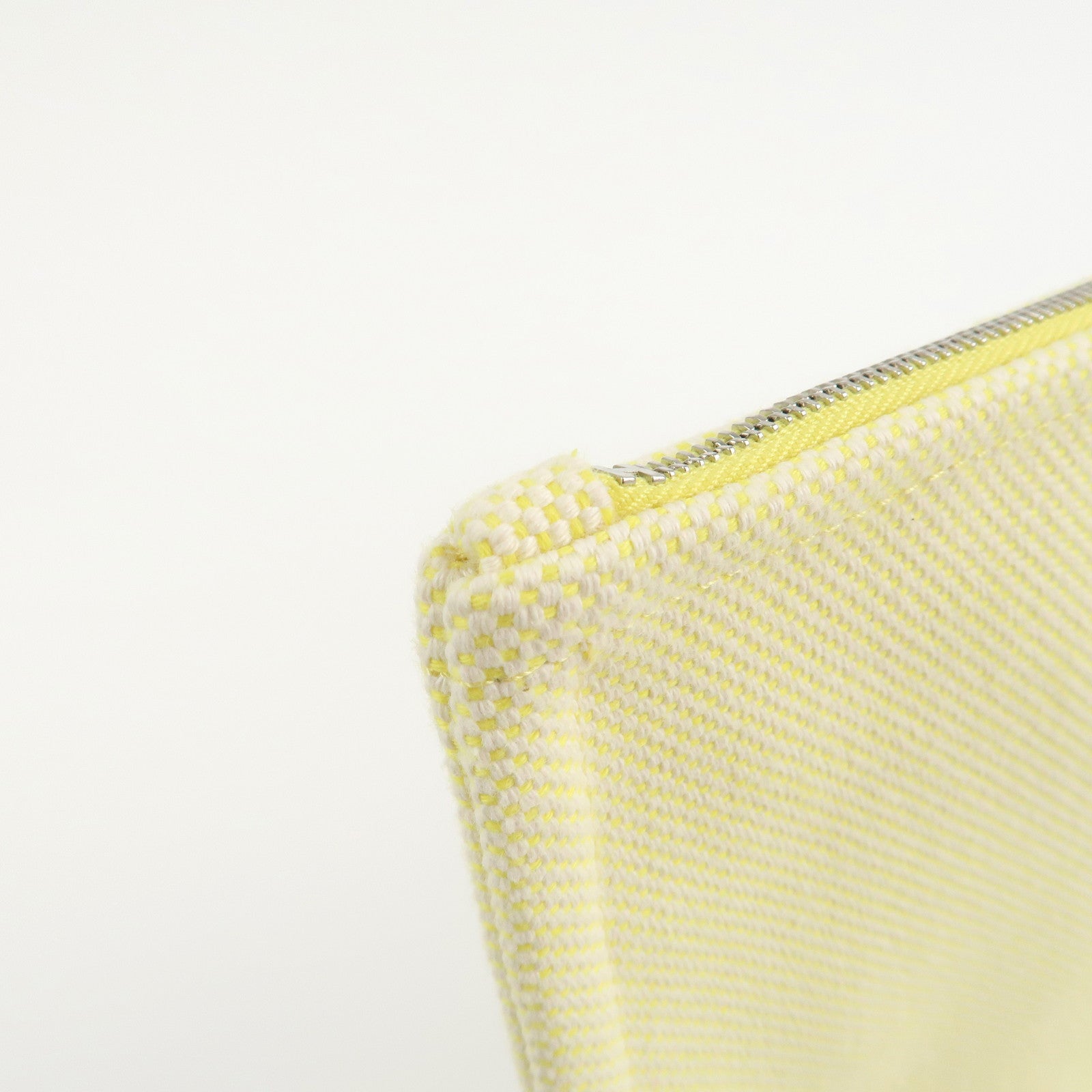 HERMES Canvas Leather H Tissage Yellow Brown Used