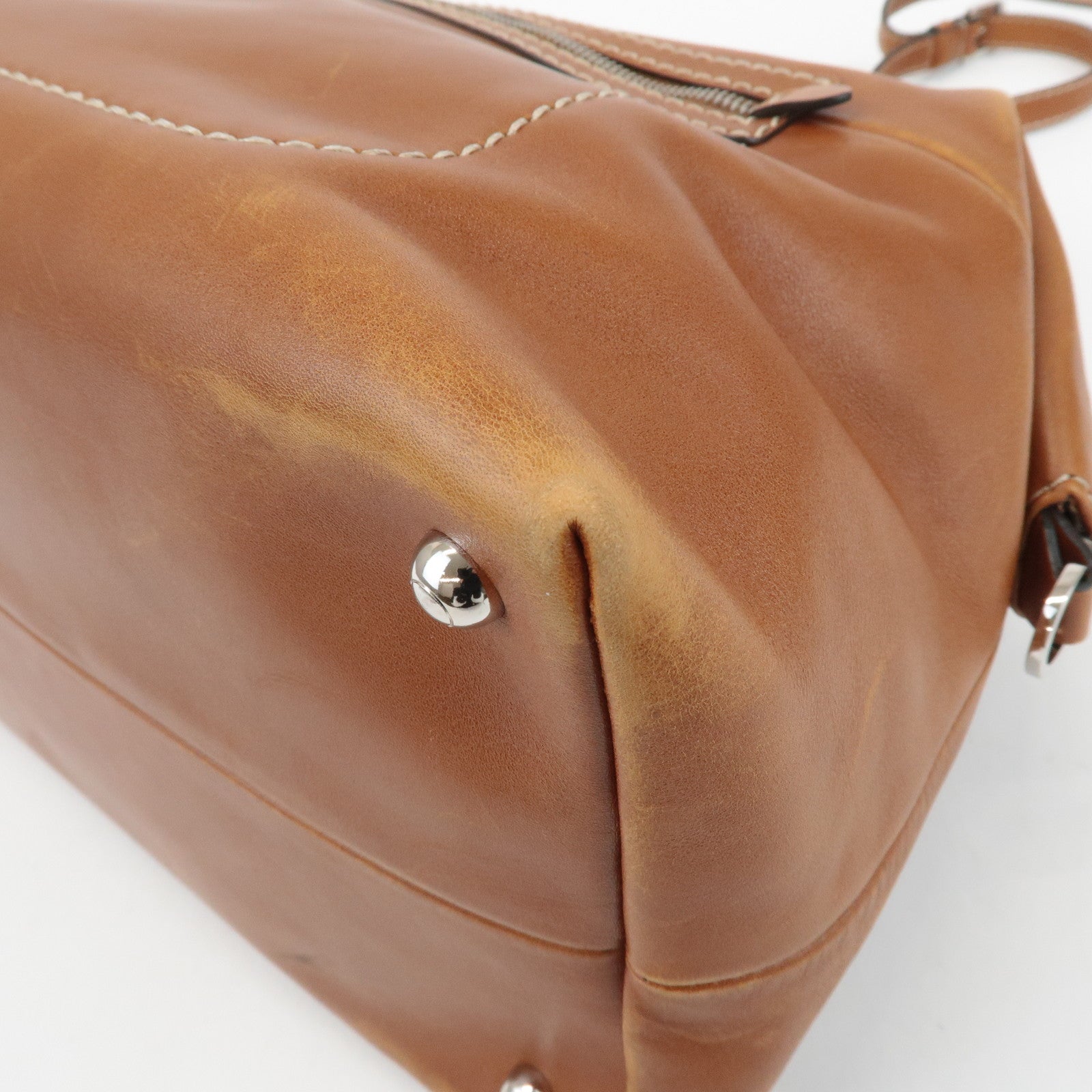 TOD'S Leather 2Way Bag Hand Bag Brown Used