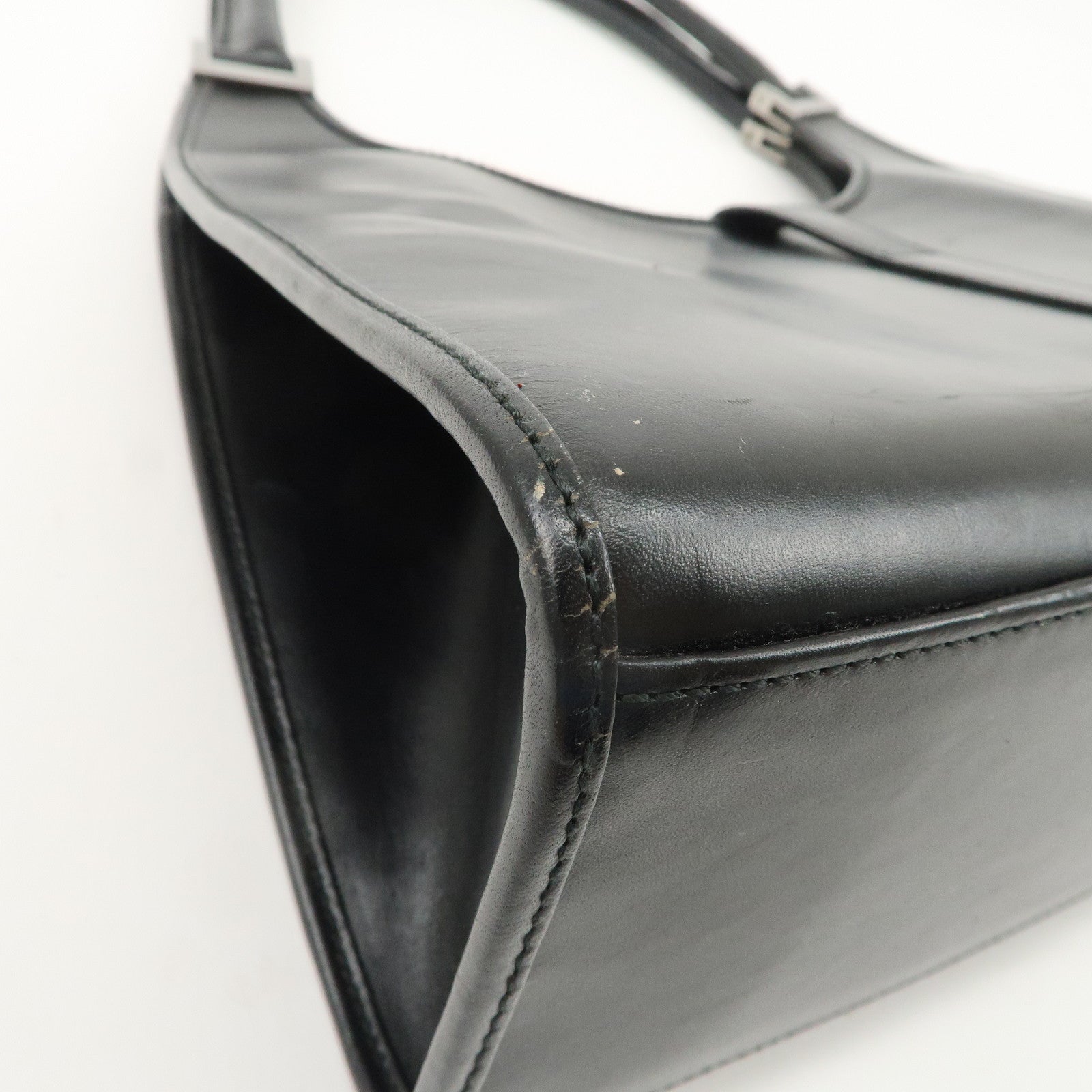 GUCCI Jackie Leather Shoulder Bag Hand Bag Black 002-1067 Used