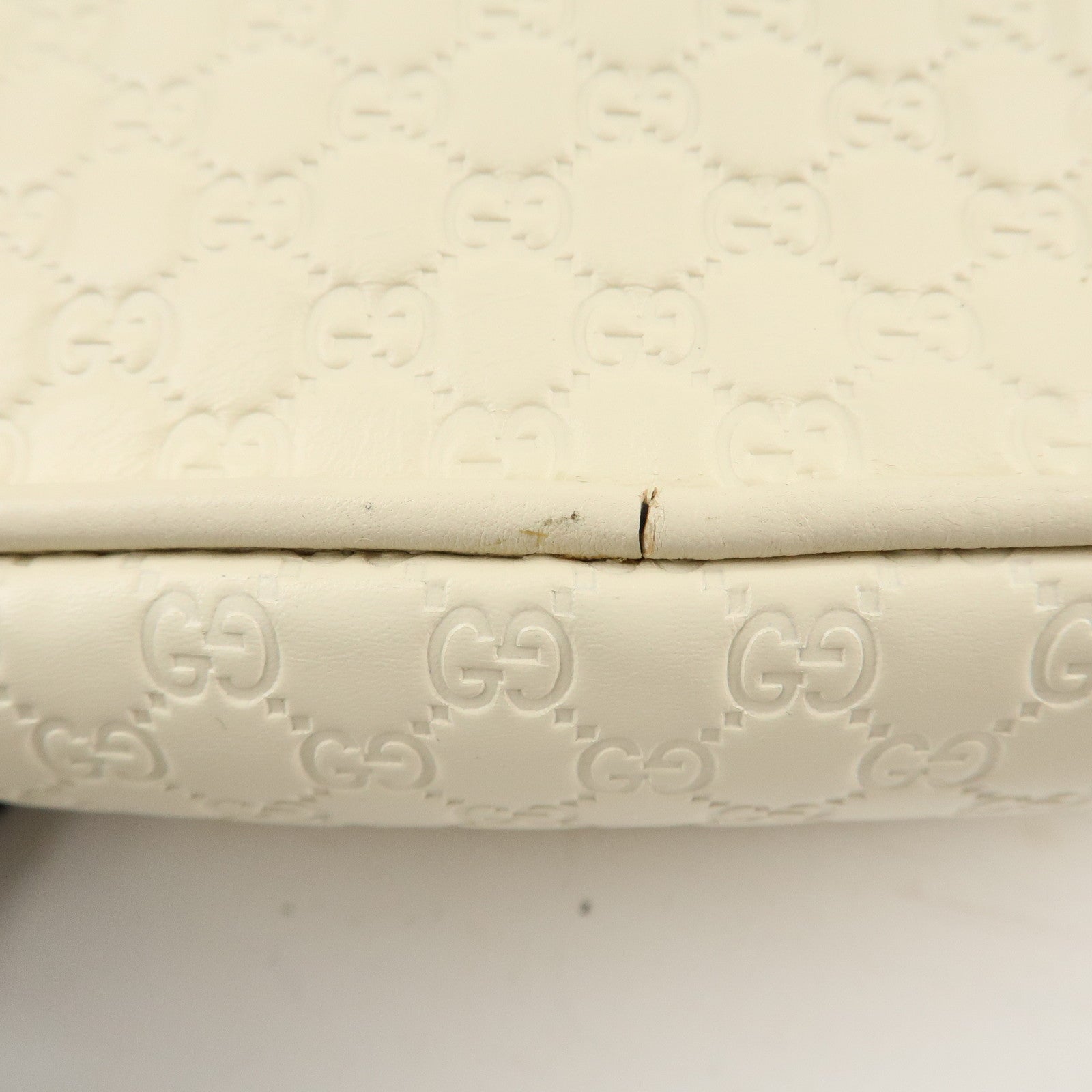GUCCI Micro Guccissima Leather 2WAY Bag Hand Bag Ivory 449654 Used