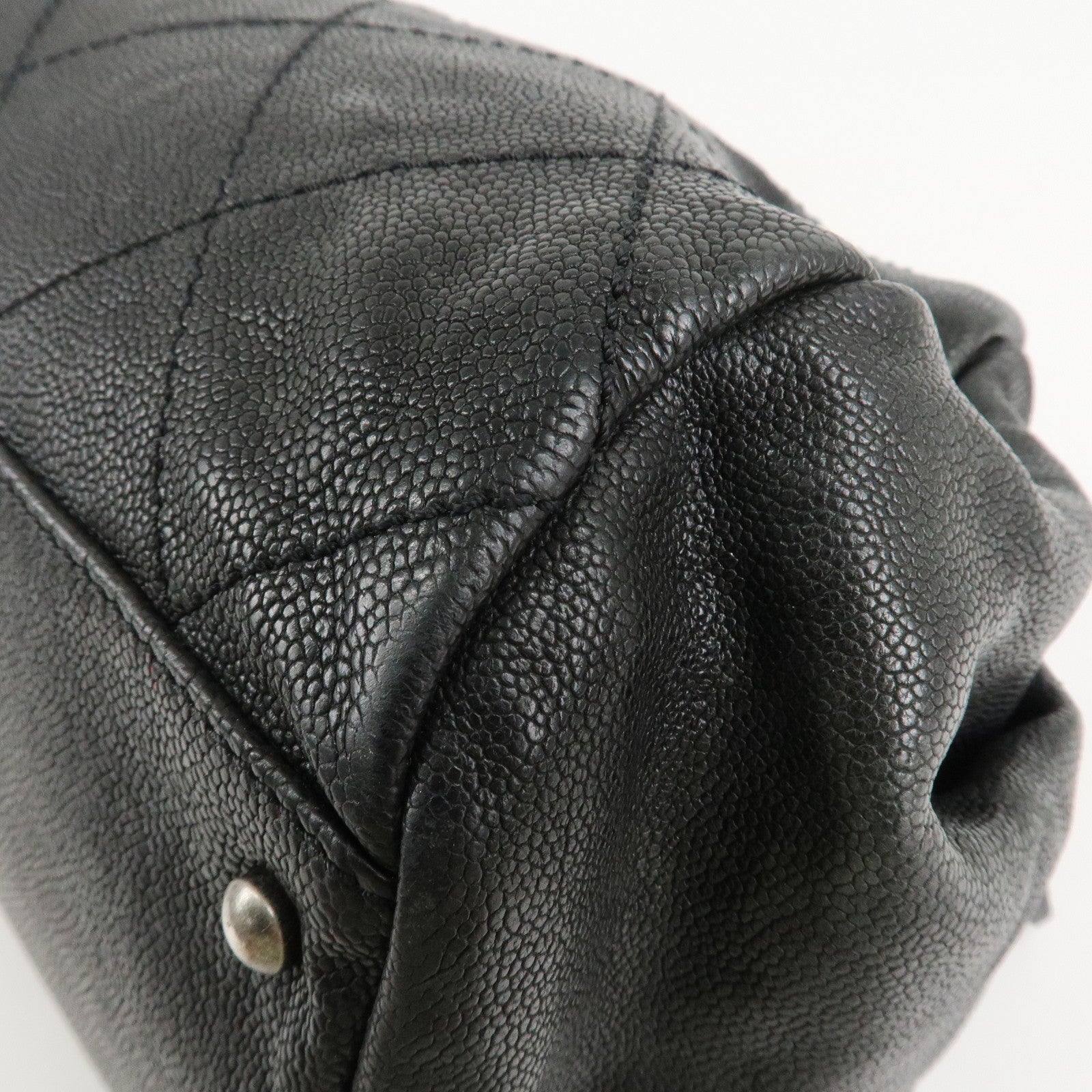 CHANEL Matelasse Caviar Skin Boston Bag Hand Bag Black A33046 Used