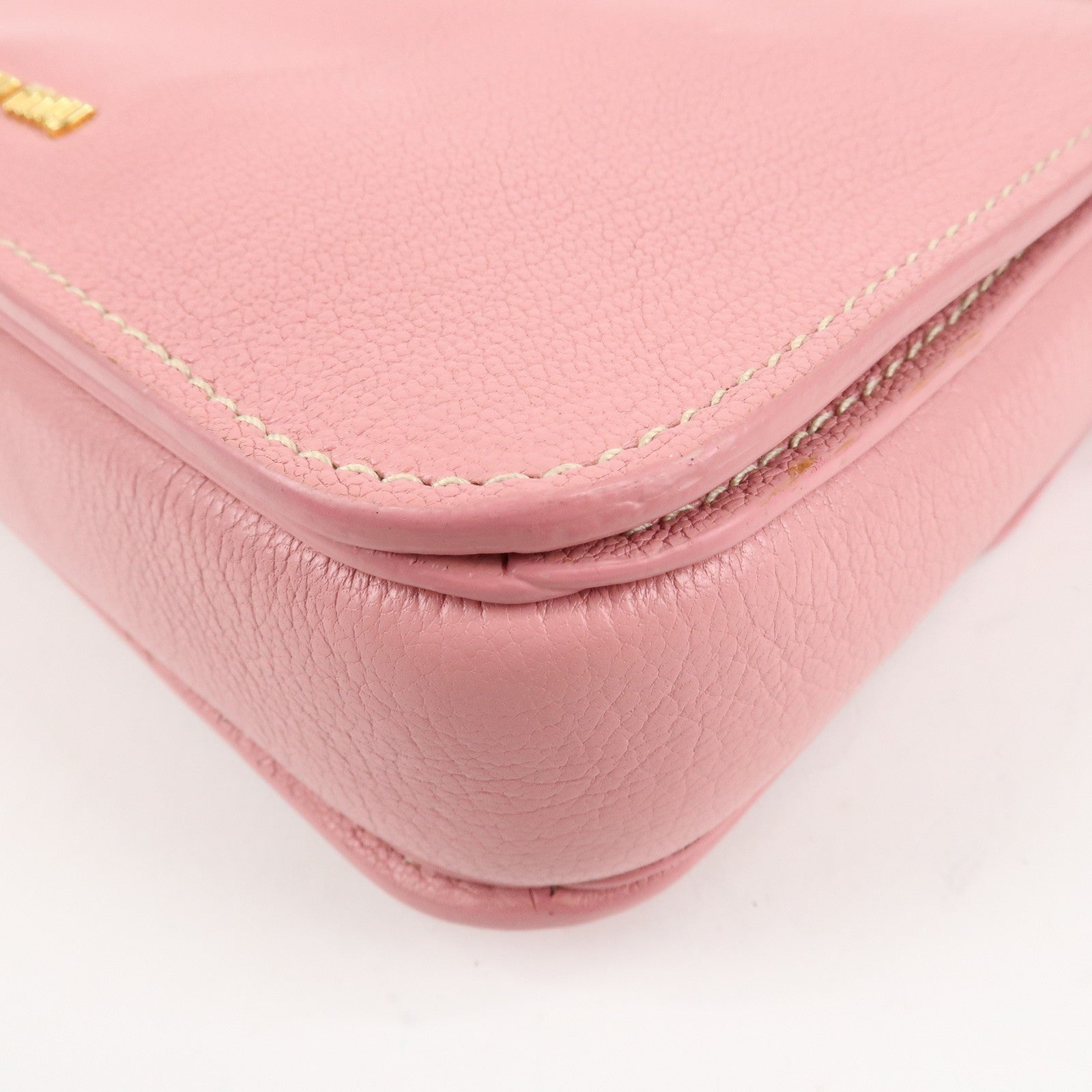 MIU MIU Leather Shoulder Bag Pink RTC460 Used