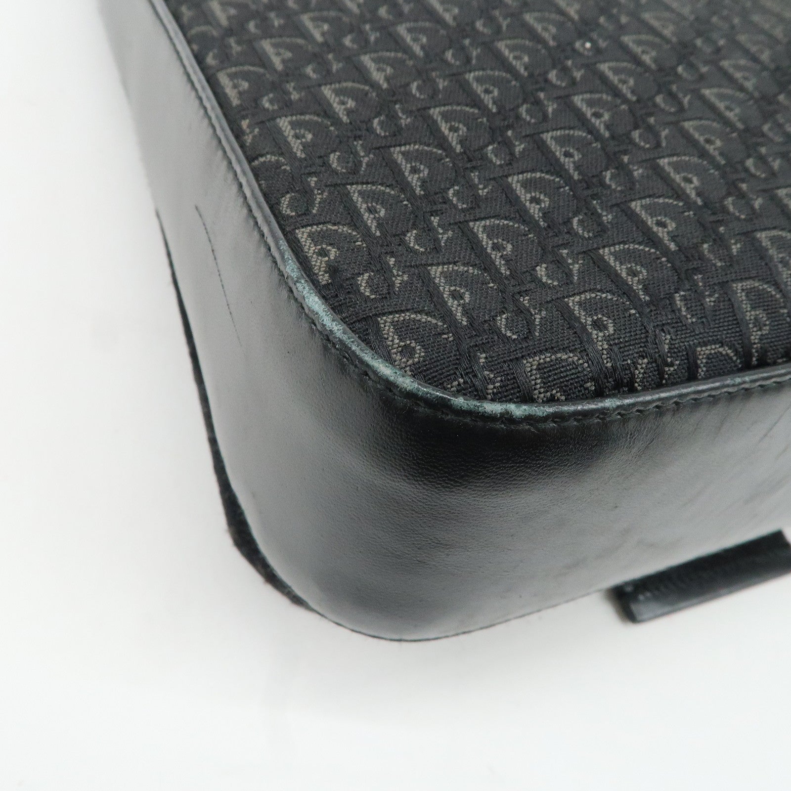 Christian Dior Trotter Canvas Leather Shoulder Bag Black Used