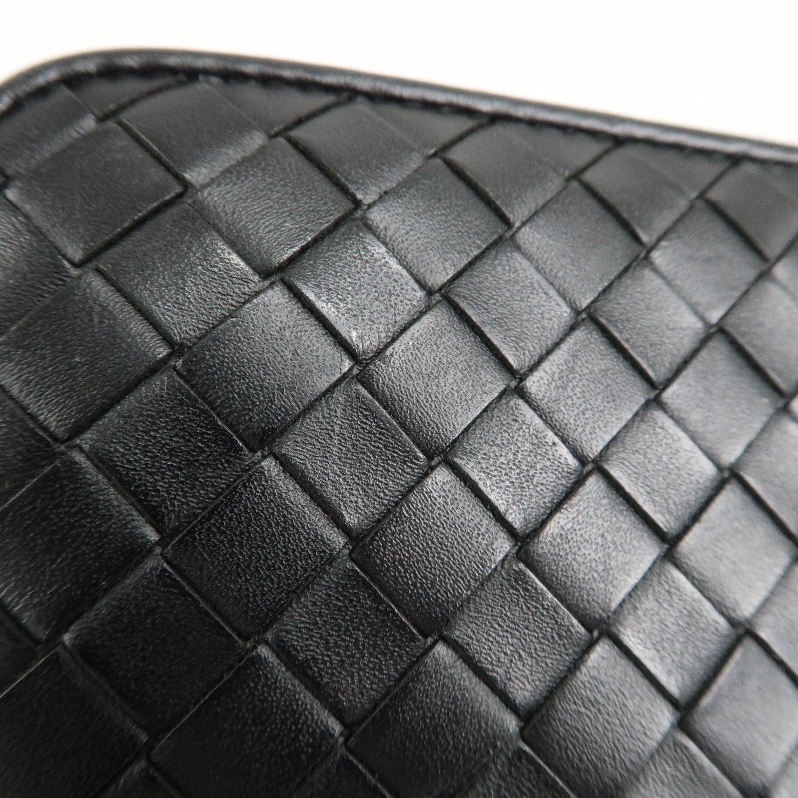 BOTTEGA VENETA Intrecciato Leather Zippy Around Long Wallet Black Used
