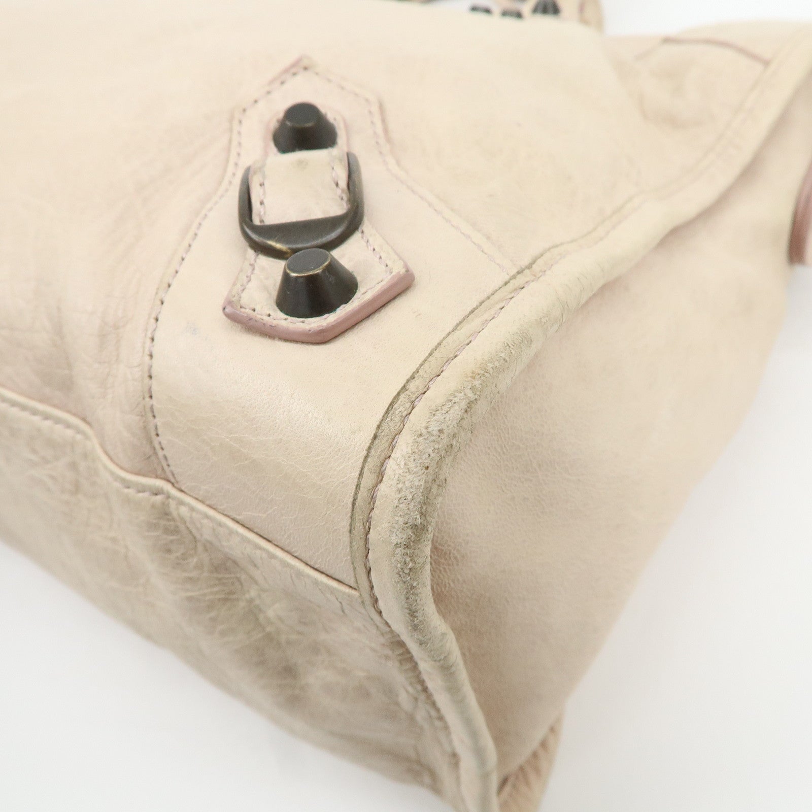 BALENCIAGA The City Leather 2Way Shoulder Bag Beige 115748 Used