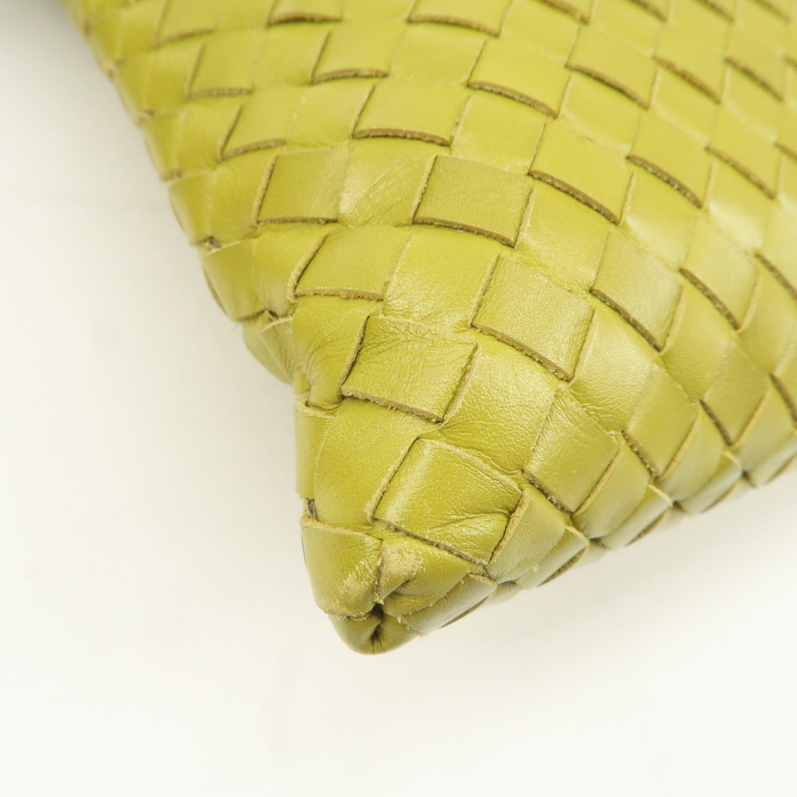 BOTTEGA VENETA Intrecciato Leather Shoulder Bag Yellow Used
