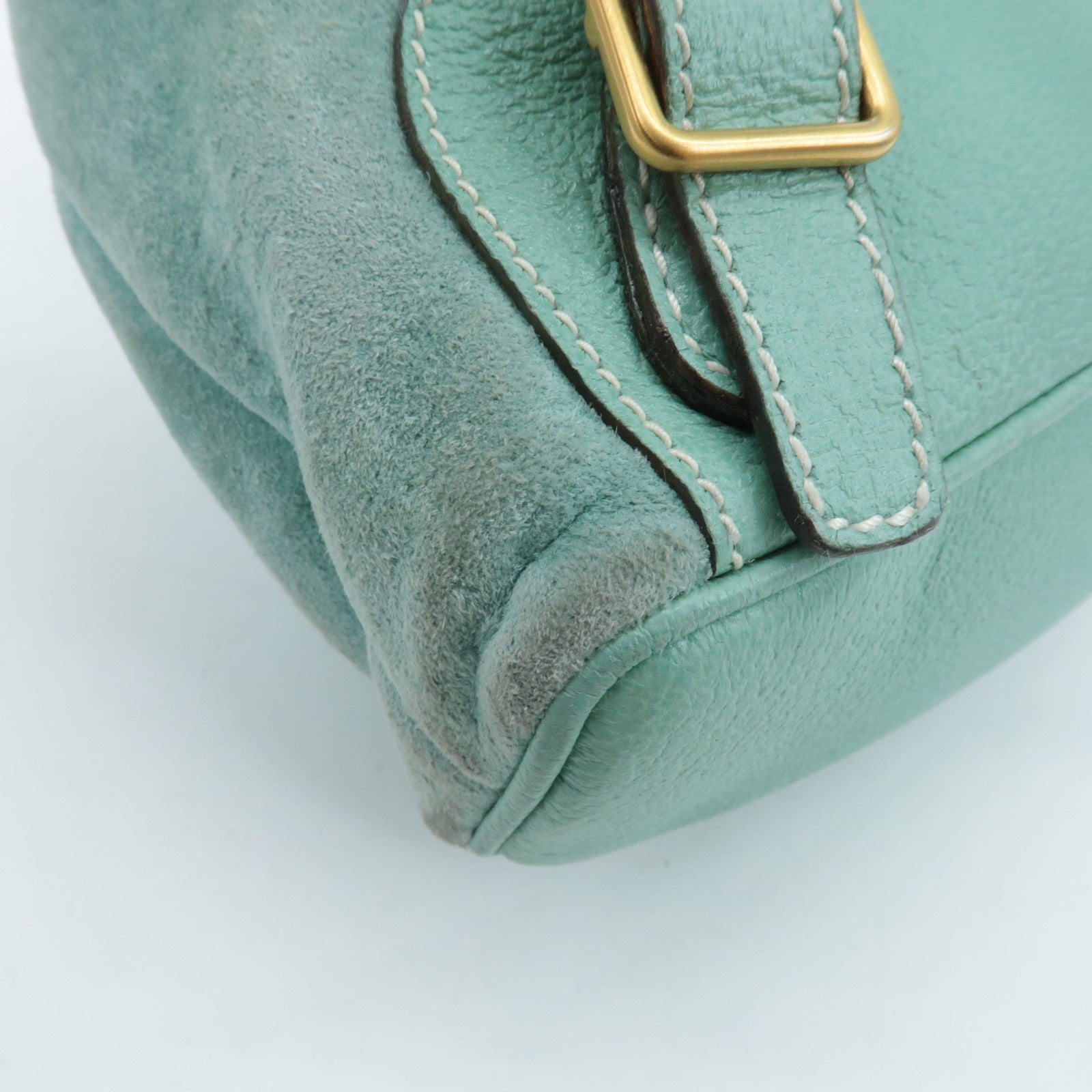 GUCCI Bamboo Suede Leather Mini Back Pack Green 003.2058.0030 Used