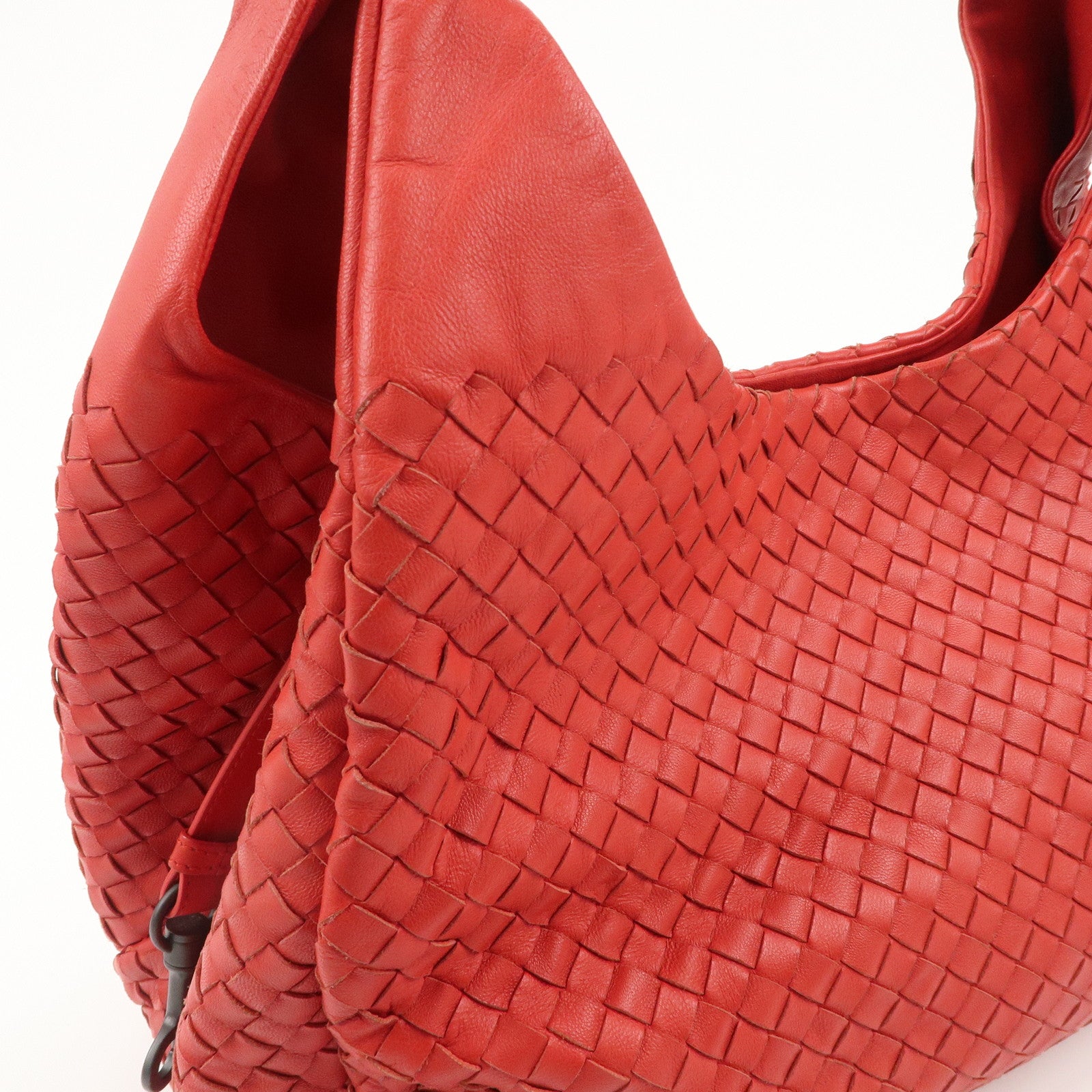 BOTTEGA VENETA Intrecciato Leather Campana Toto Bag Shoulder Bag Red Used