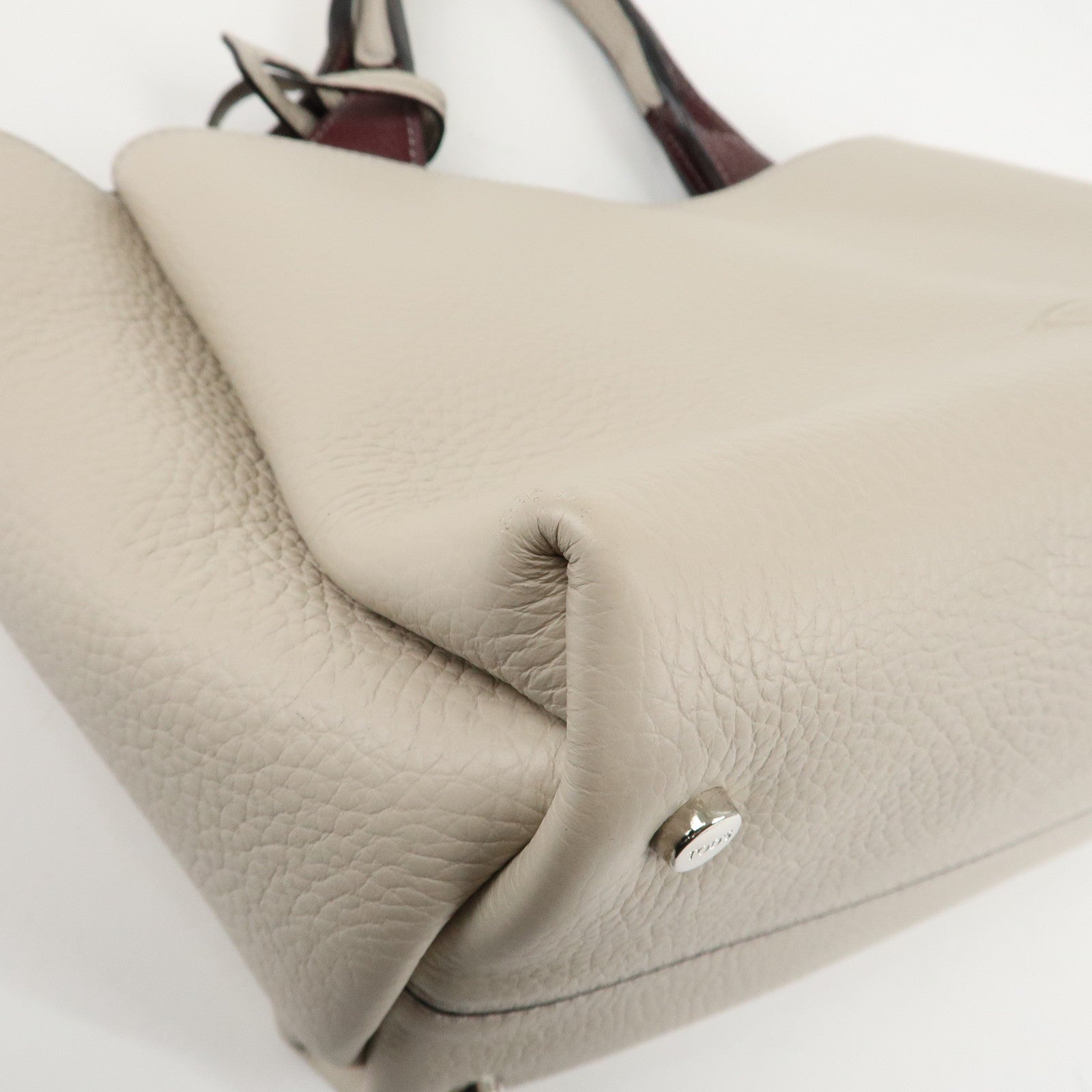 TOD'S T Timeless Leather Bag Mini Shoulder Bag Hand Bag Gray Used