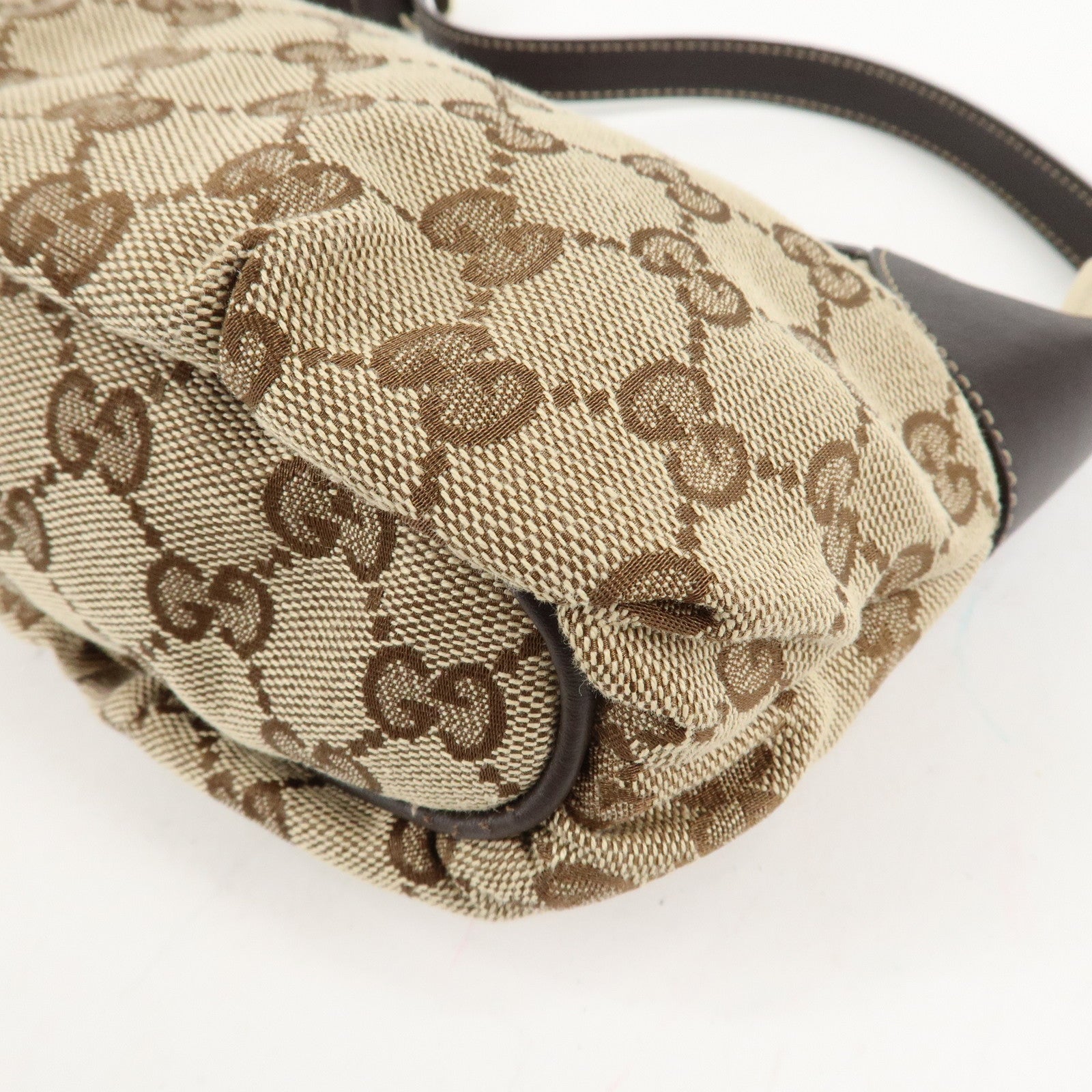 GUCCI Sherry GG Canvas Leather Shoulder Bag Beige Brown 224093 Used
