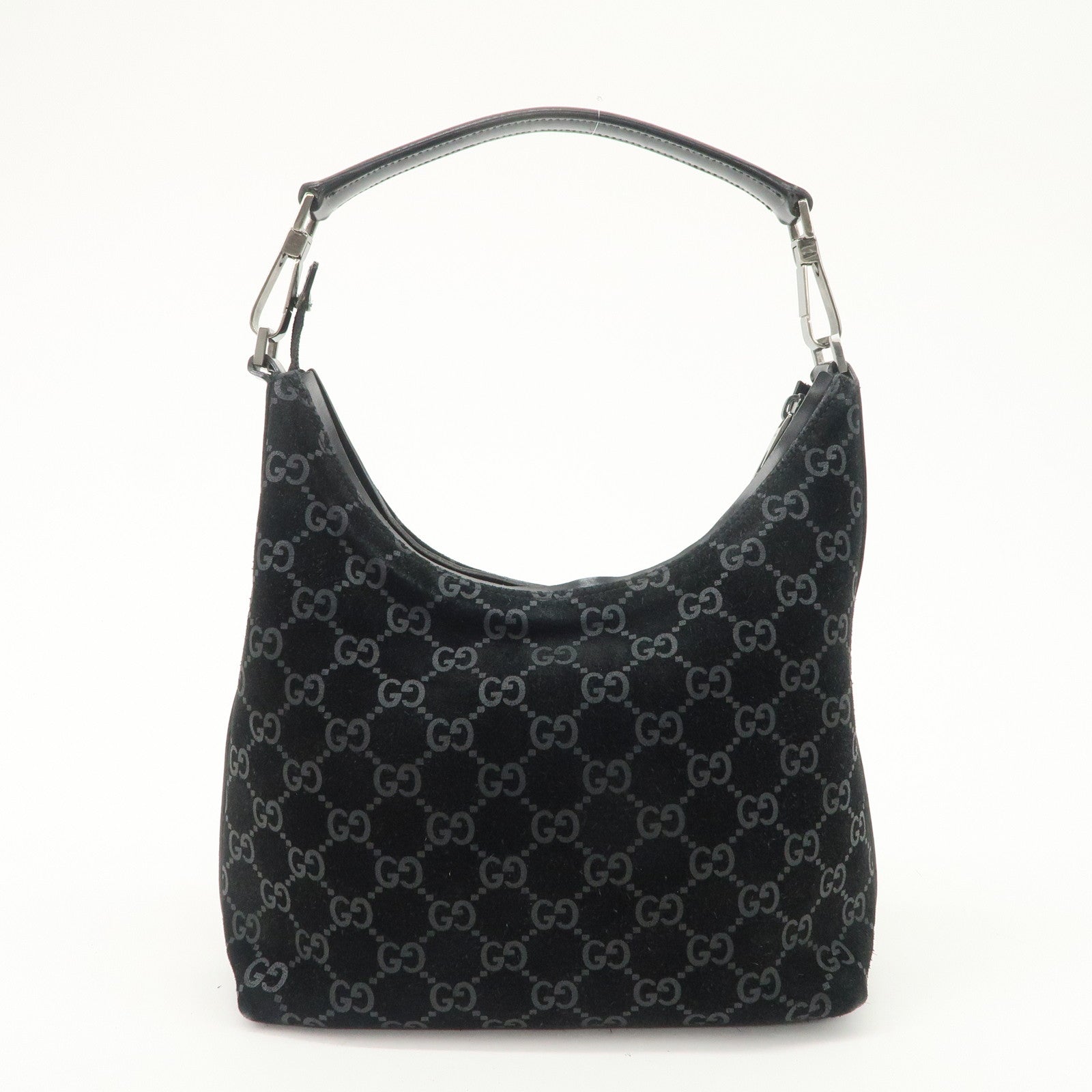 GUCCI GG Suede Leather Shoulder Bag Hand Bag Black 002.0602 Used