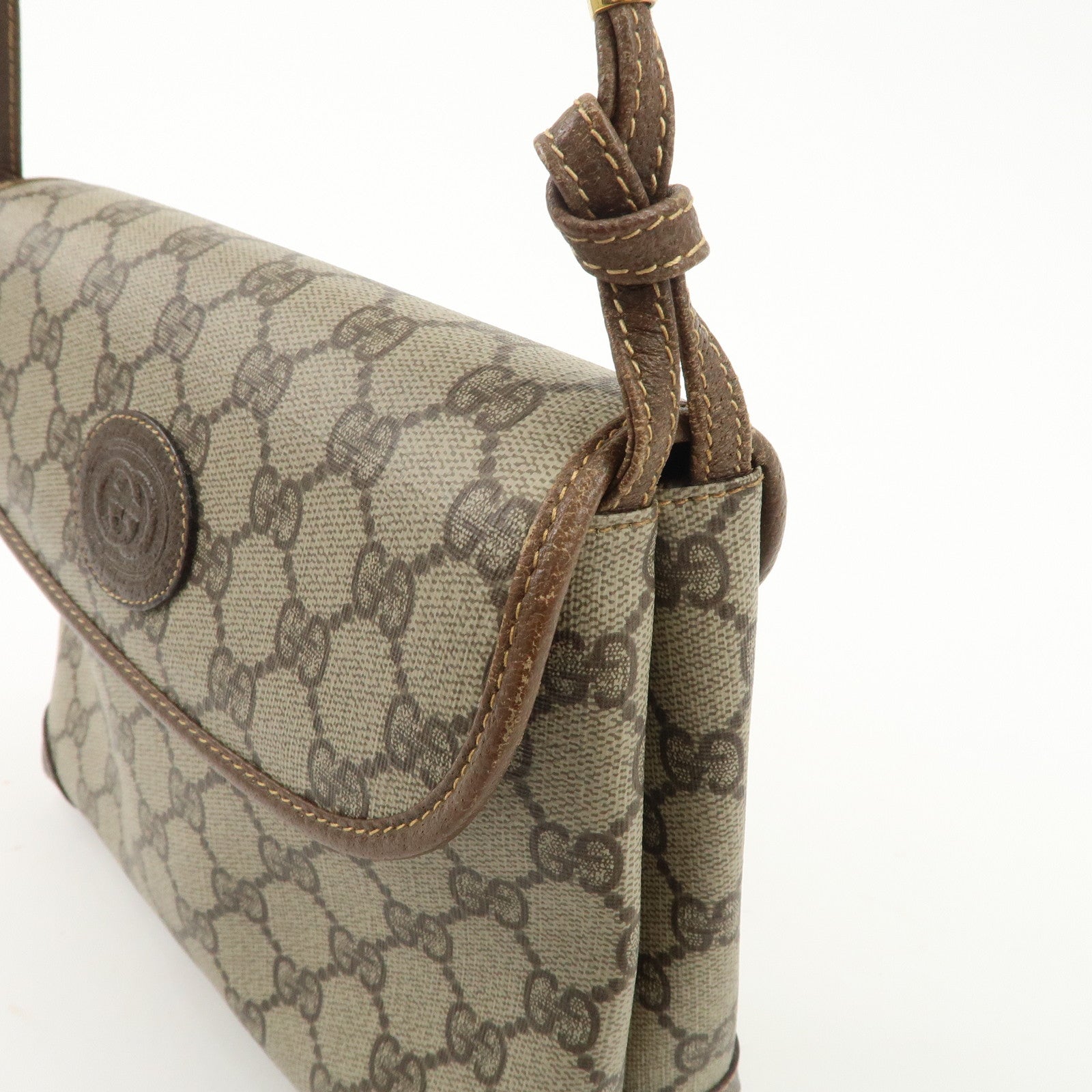 GUCCI Old Gucci GG Plus Leather Shoulder Bag 007.56.0087 Used