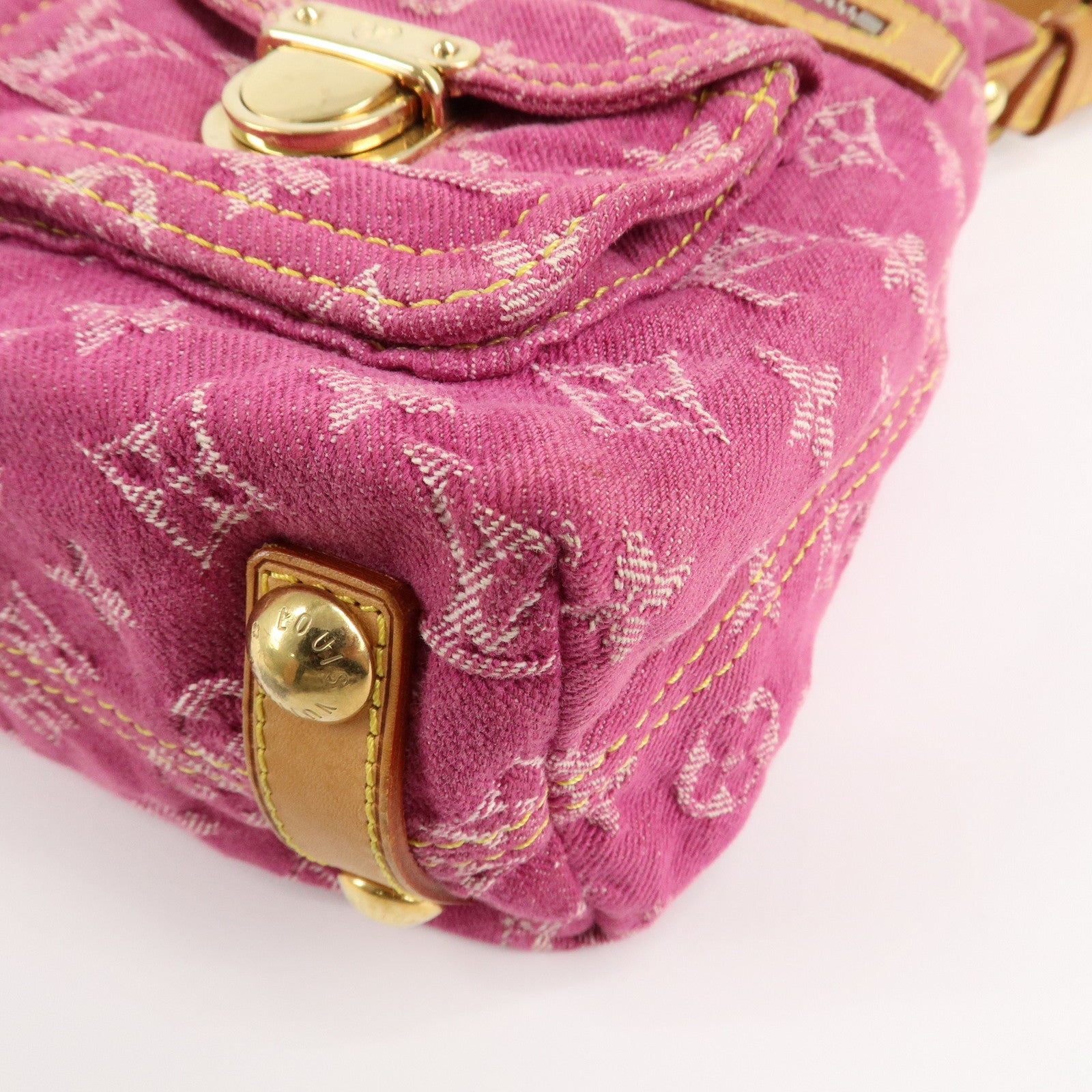 Louis Vuitton Monogram Denim Baggy PM Shoulder Bag Fuchsia M95212 Used