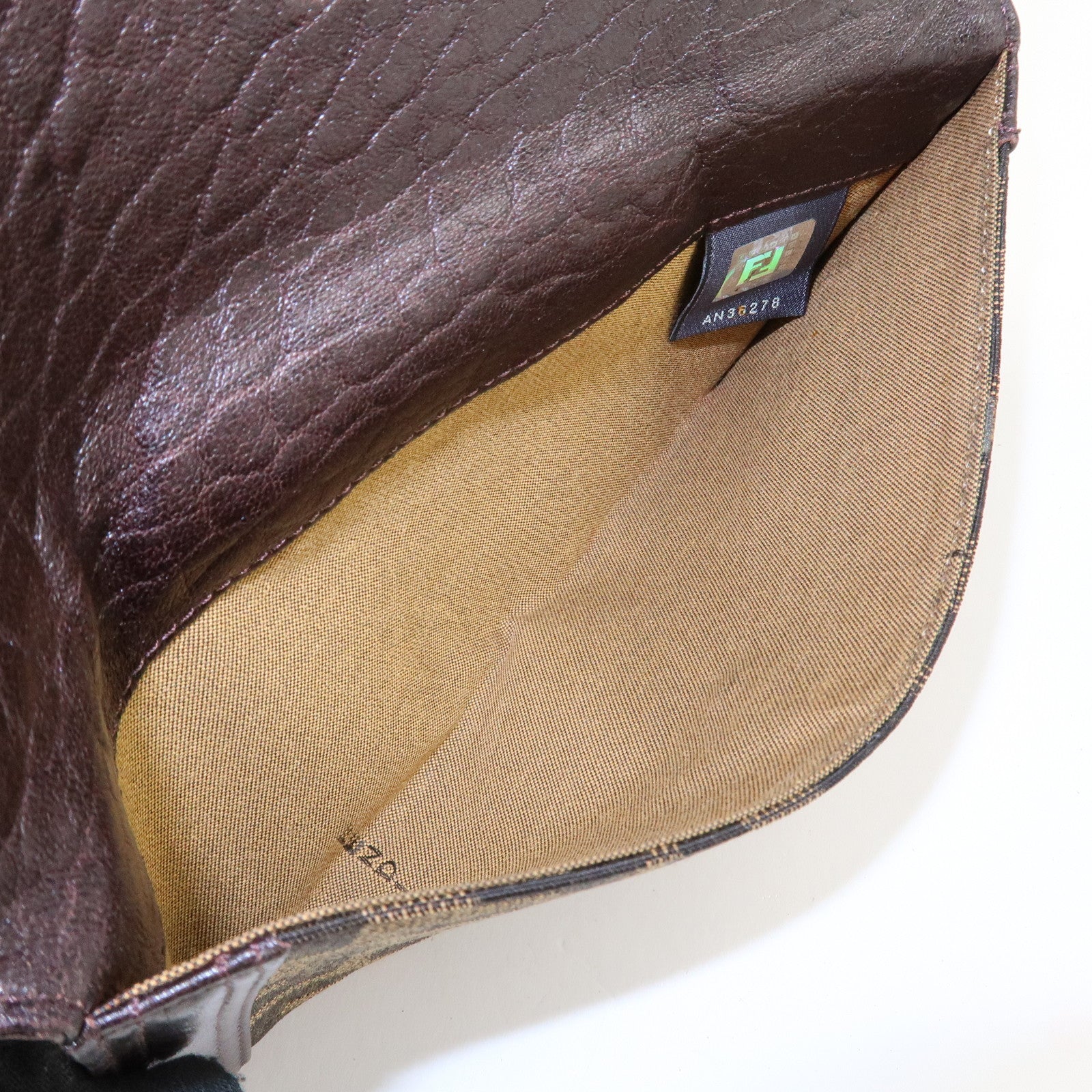 FENDI Zucca Canvas Leather W Hook Bifold Long Wallet 8N0032 Used