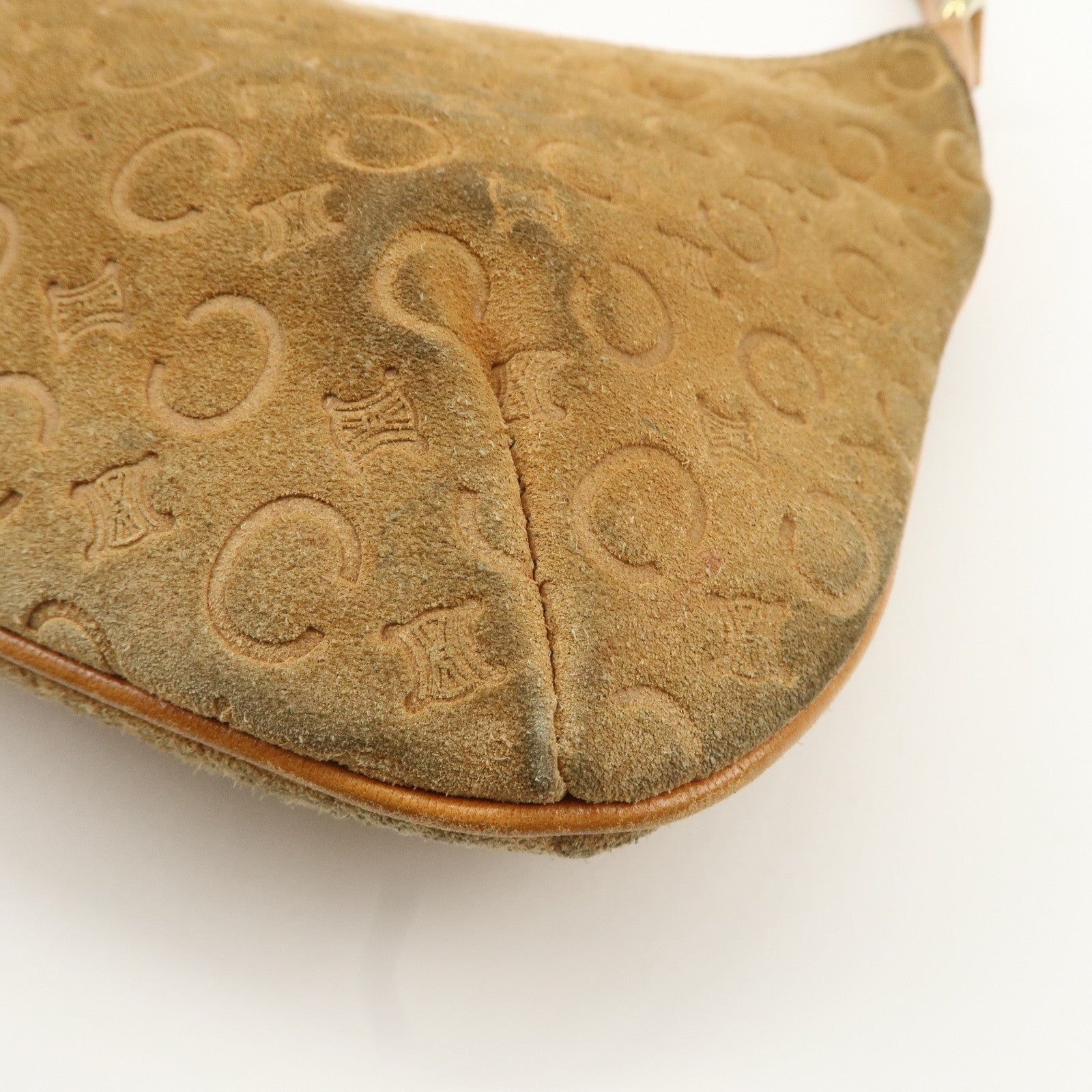 CELINE C Macadam Suede Leather Shoulder Bag Brown Used