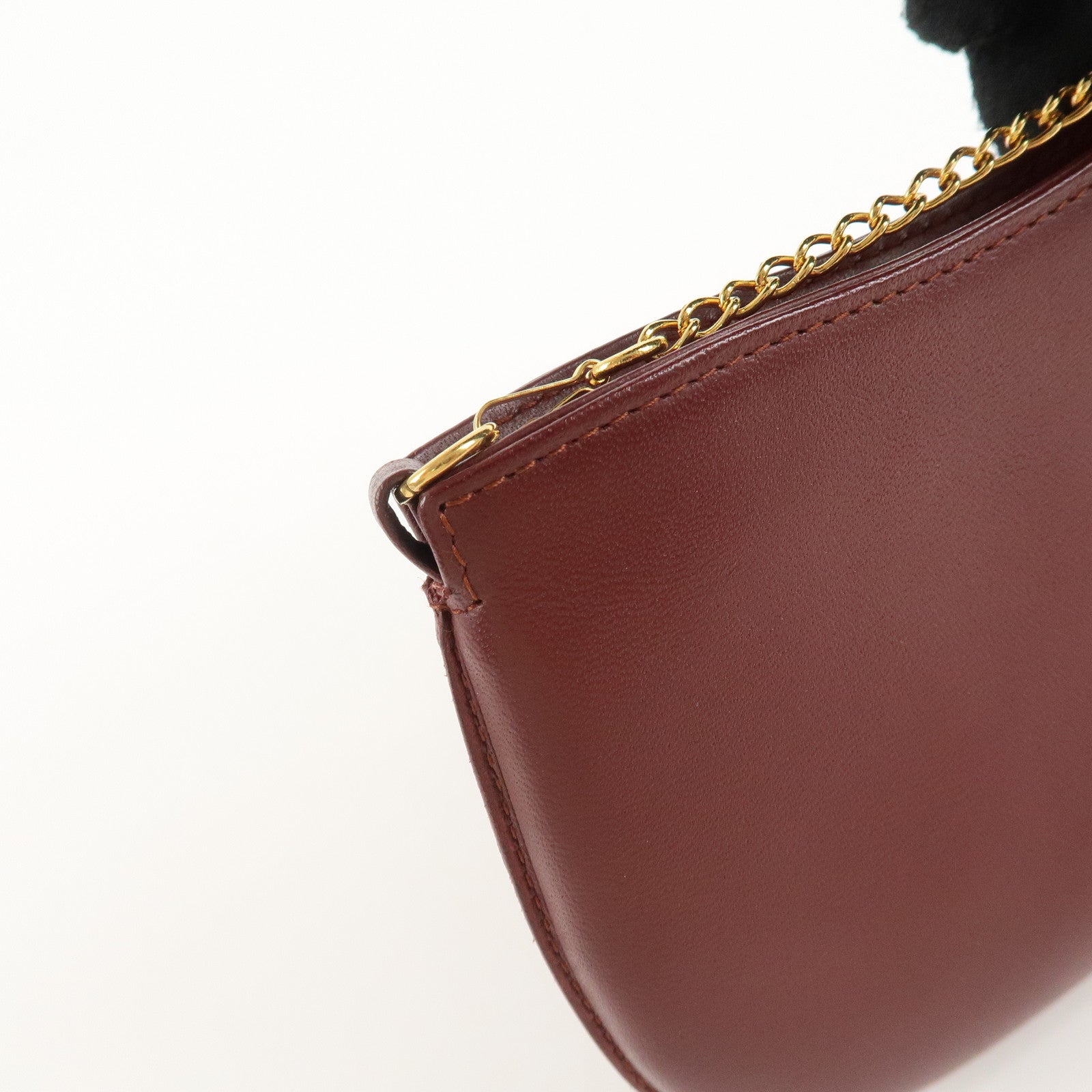 Cartier Must Line Must Do Leather Chain Strap Pouch Bordeaux Used