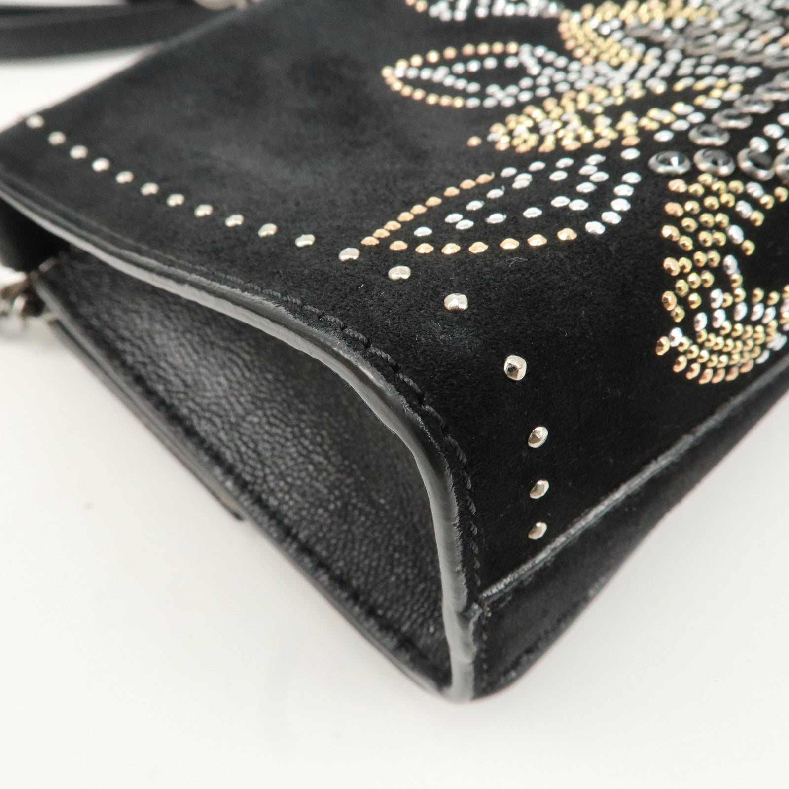 JIMMY CHOO Suede Leather Level Soft Mini Chain Shoulder Bag Used