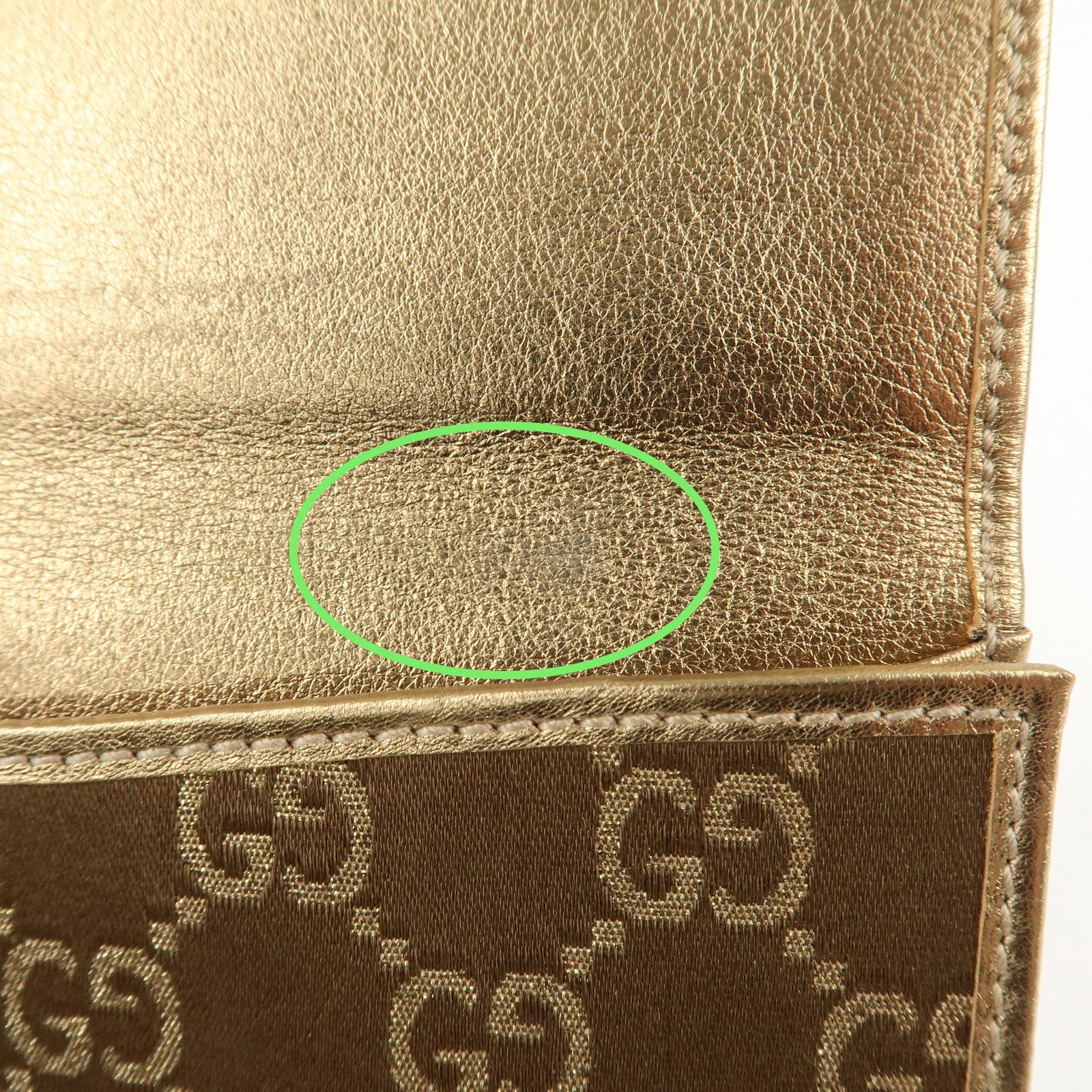 GUCCI Princy GG Satin Leather W Hook Bifold LongWallet 167464 Used