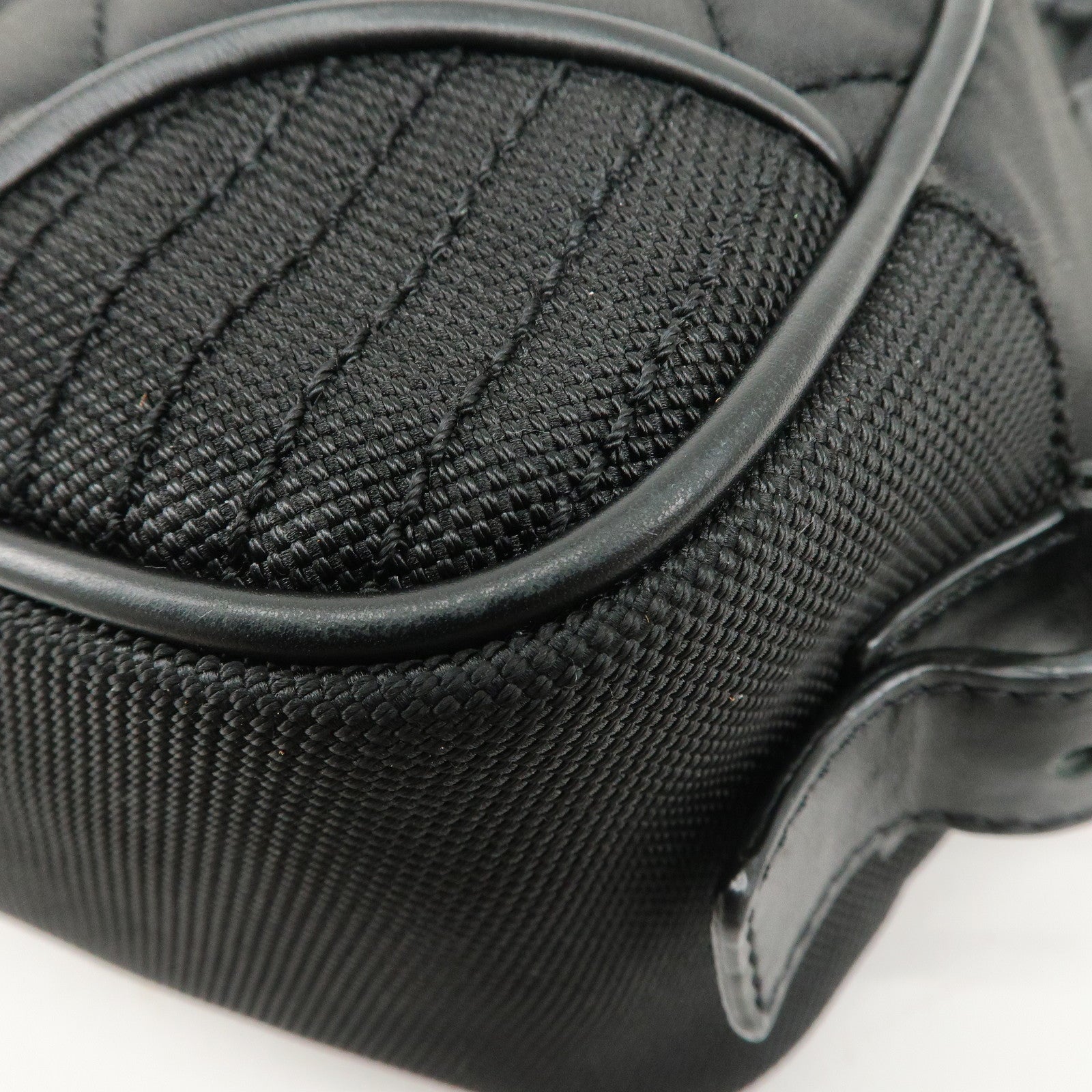 CHANEL Sports Matelasse Nylon Canvas COCO Mark Shoulder Bag Black Used