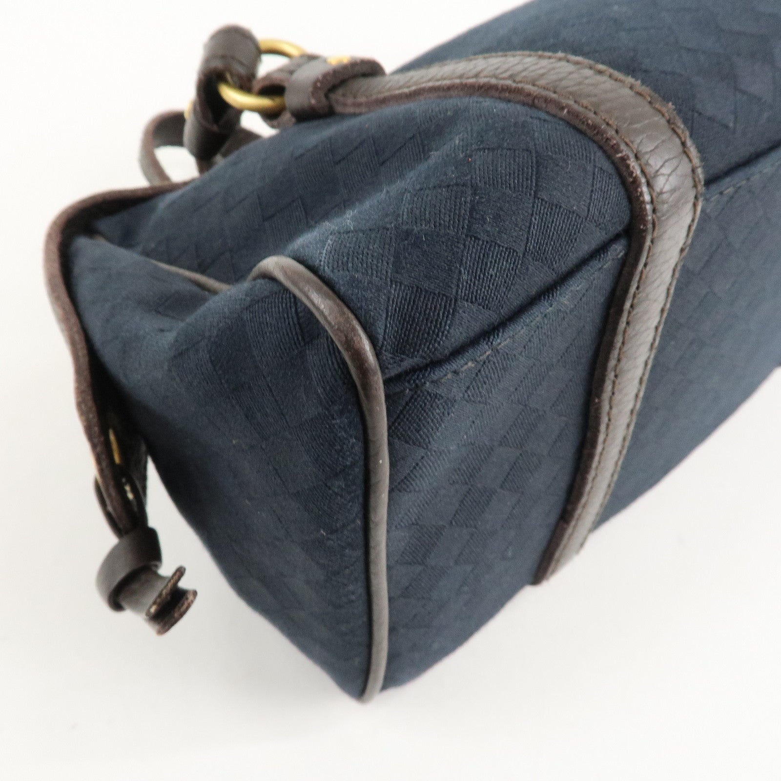 BOTTEGA VENETA Intrecciato Canvas Leather Mini Boston Bag 142470 Used