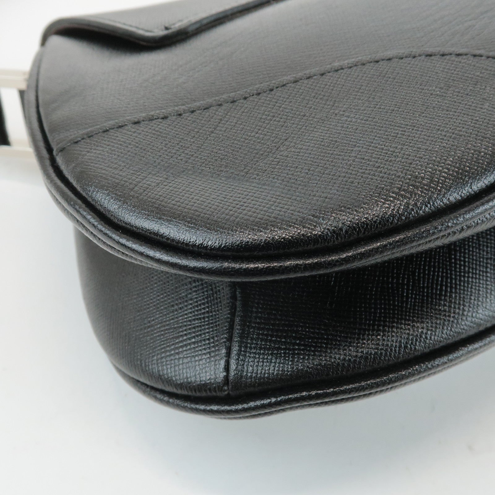 BURBERRY Leather Shoulder Bag Hand Bag Black Silver Hardware Used