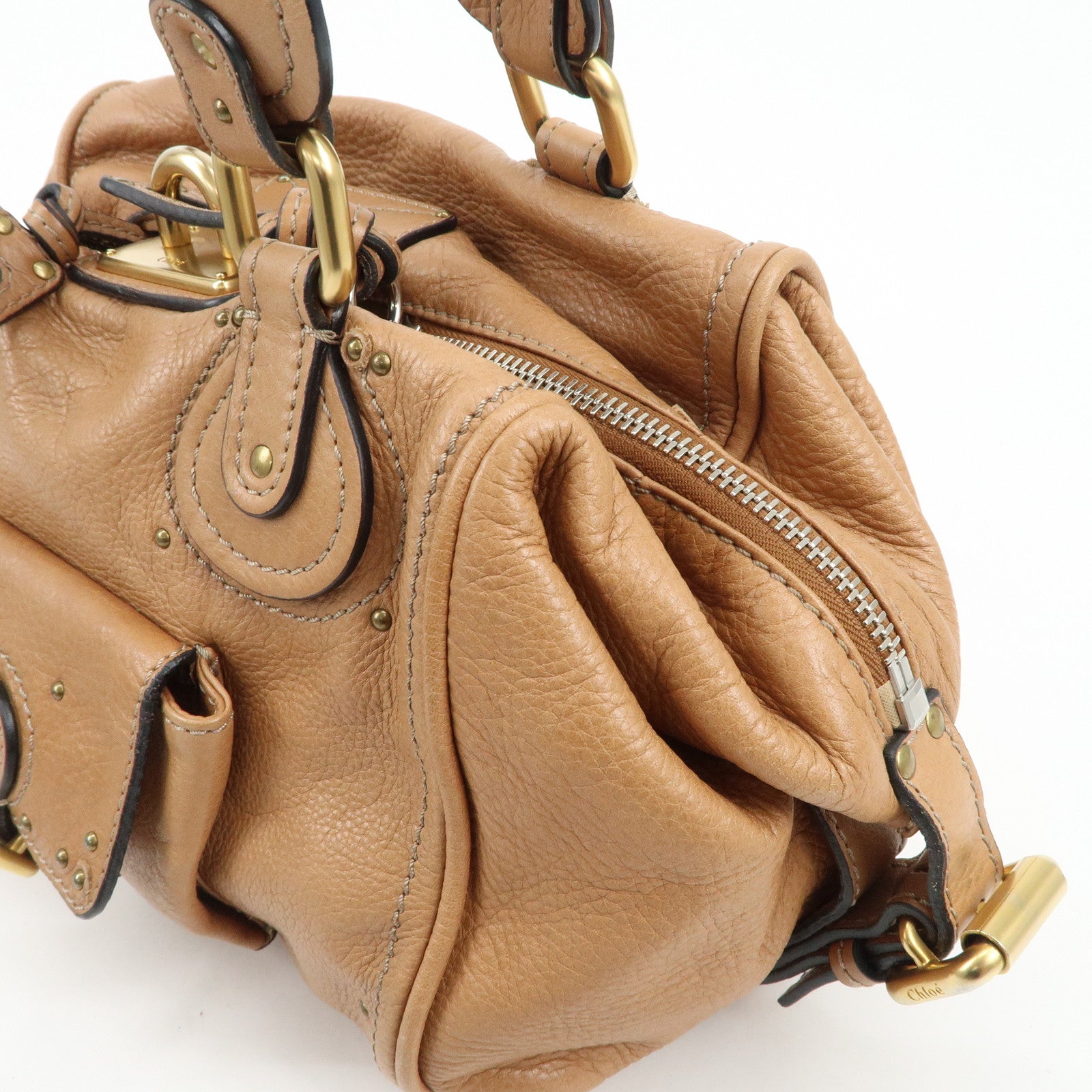 Chloe Paddington Leather Shoulder Bag Hand Bag Brown Used