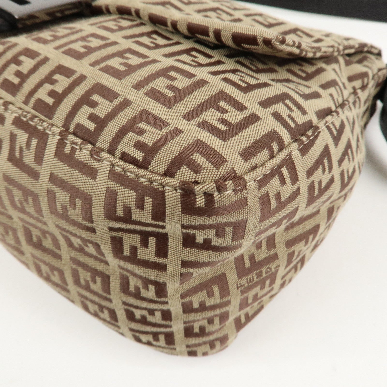 FENDI Zucchino Canvas Leather Mamma Bucket Shoulder Bag 8BR001 Used