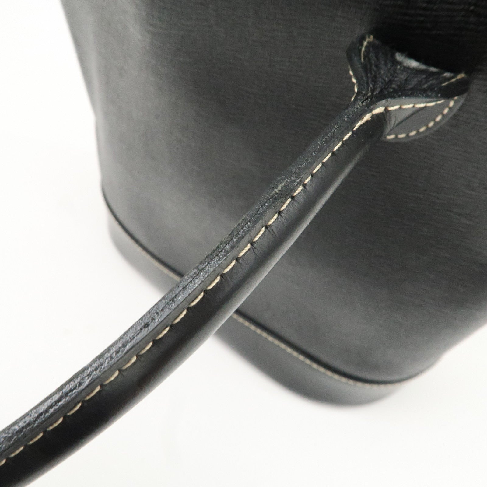 BURBERRY Logo Leather Tote Bag Hand Bag Black Used