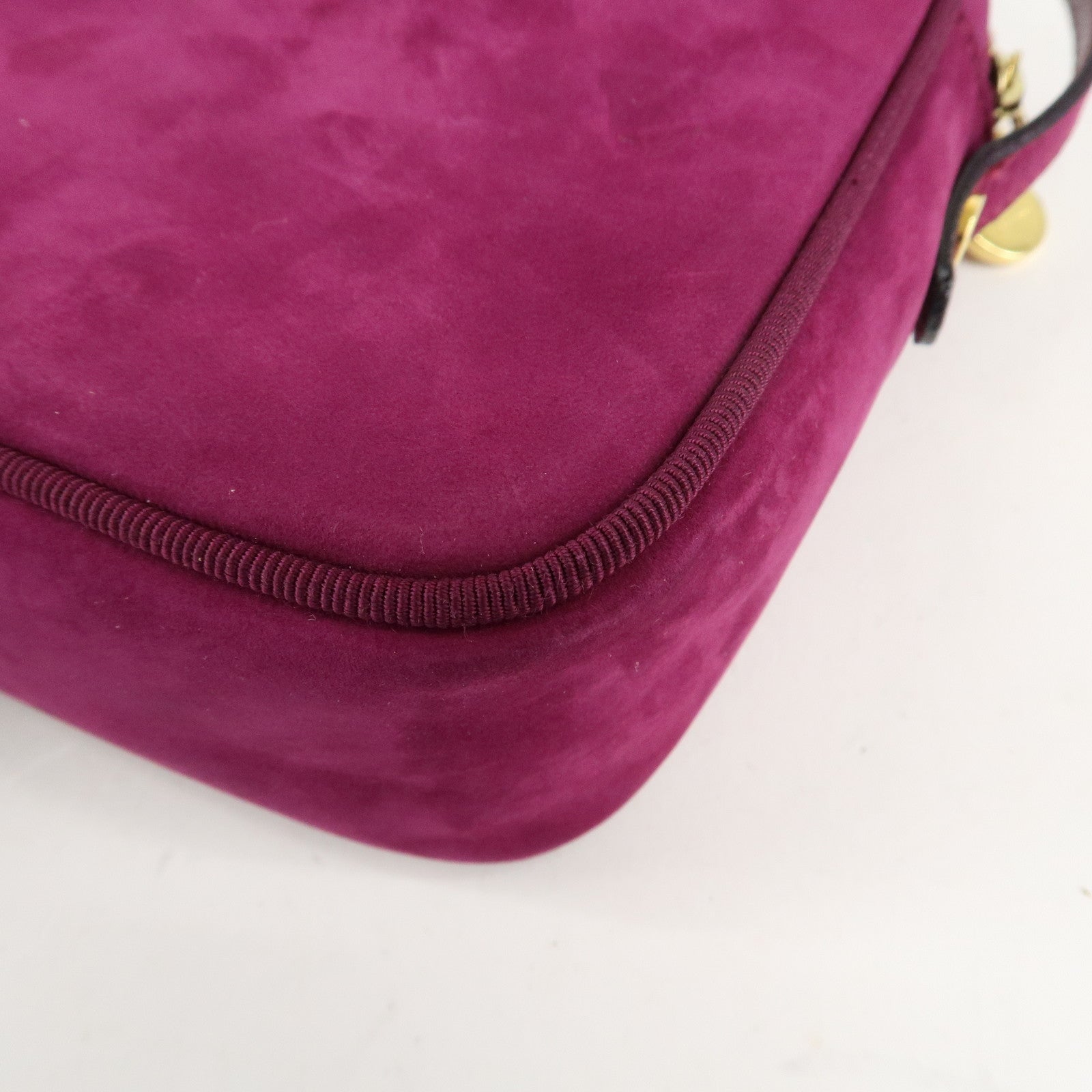 Ferragamo Vara Ribbon Suede Leather Shoulder Bag Purple Used