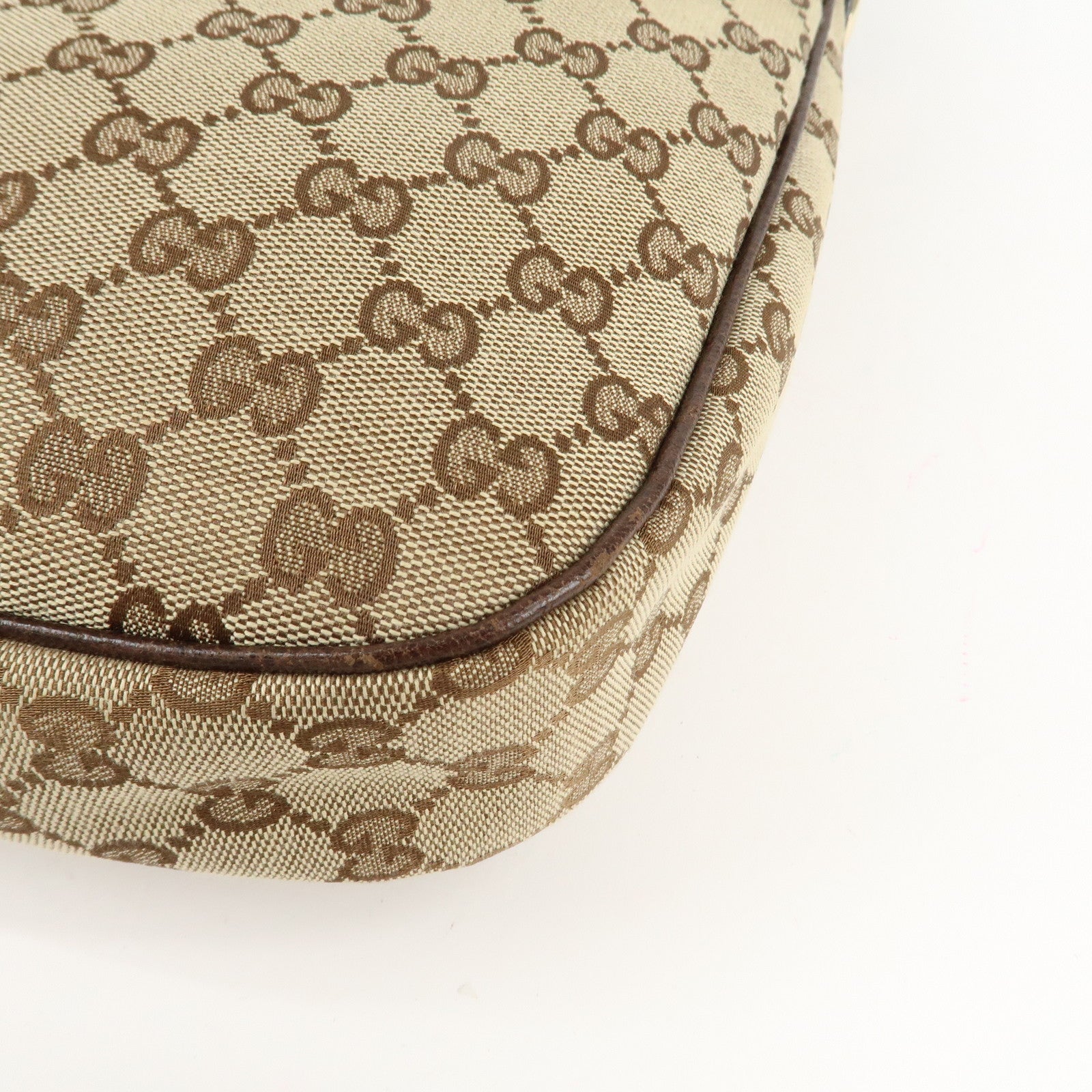 GUCCO GG canvas leather shoulder bag Beige Brown 153010 Used