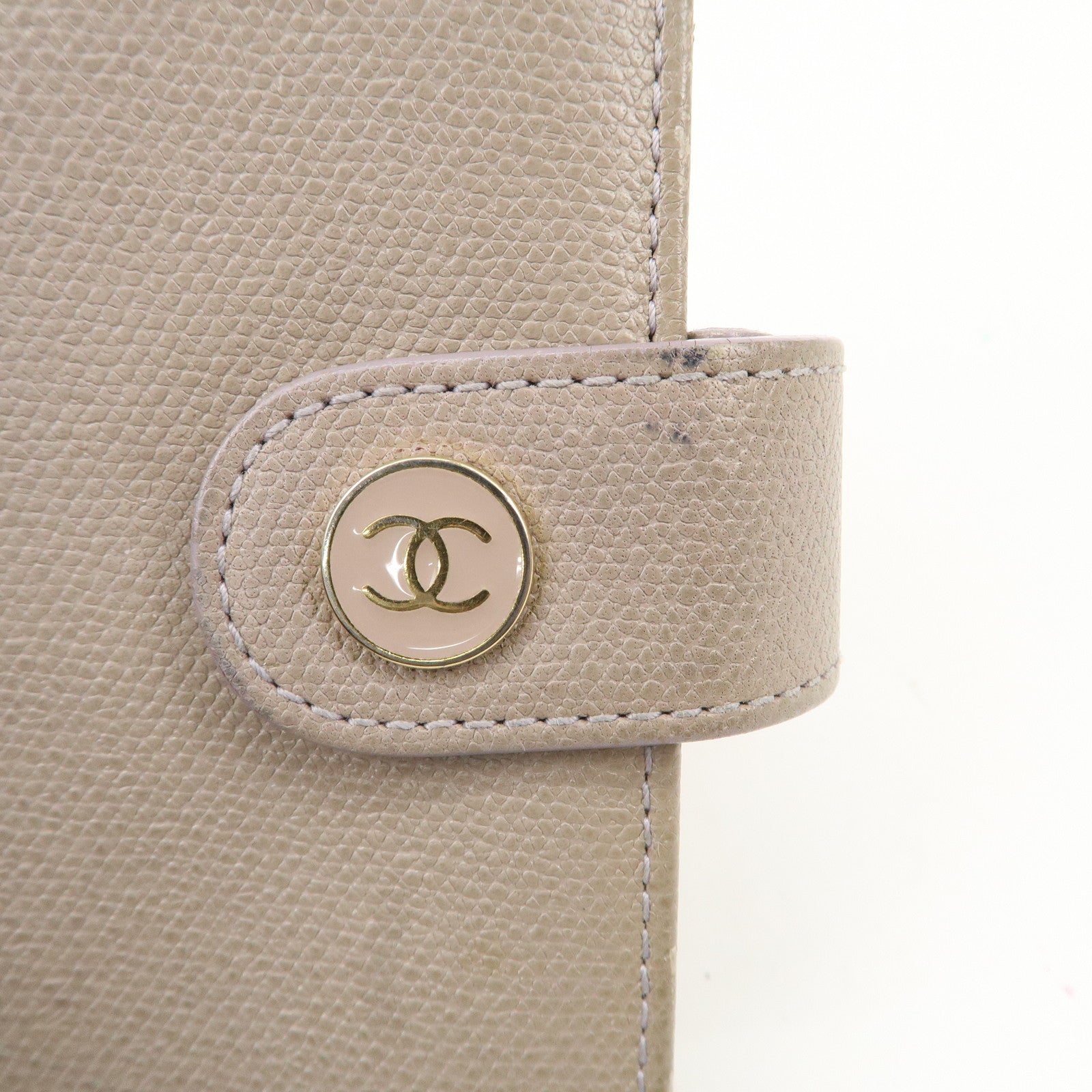 CHANEL COCO Button Leather Agenda Cover Gray Used