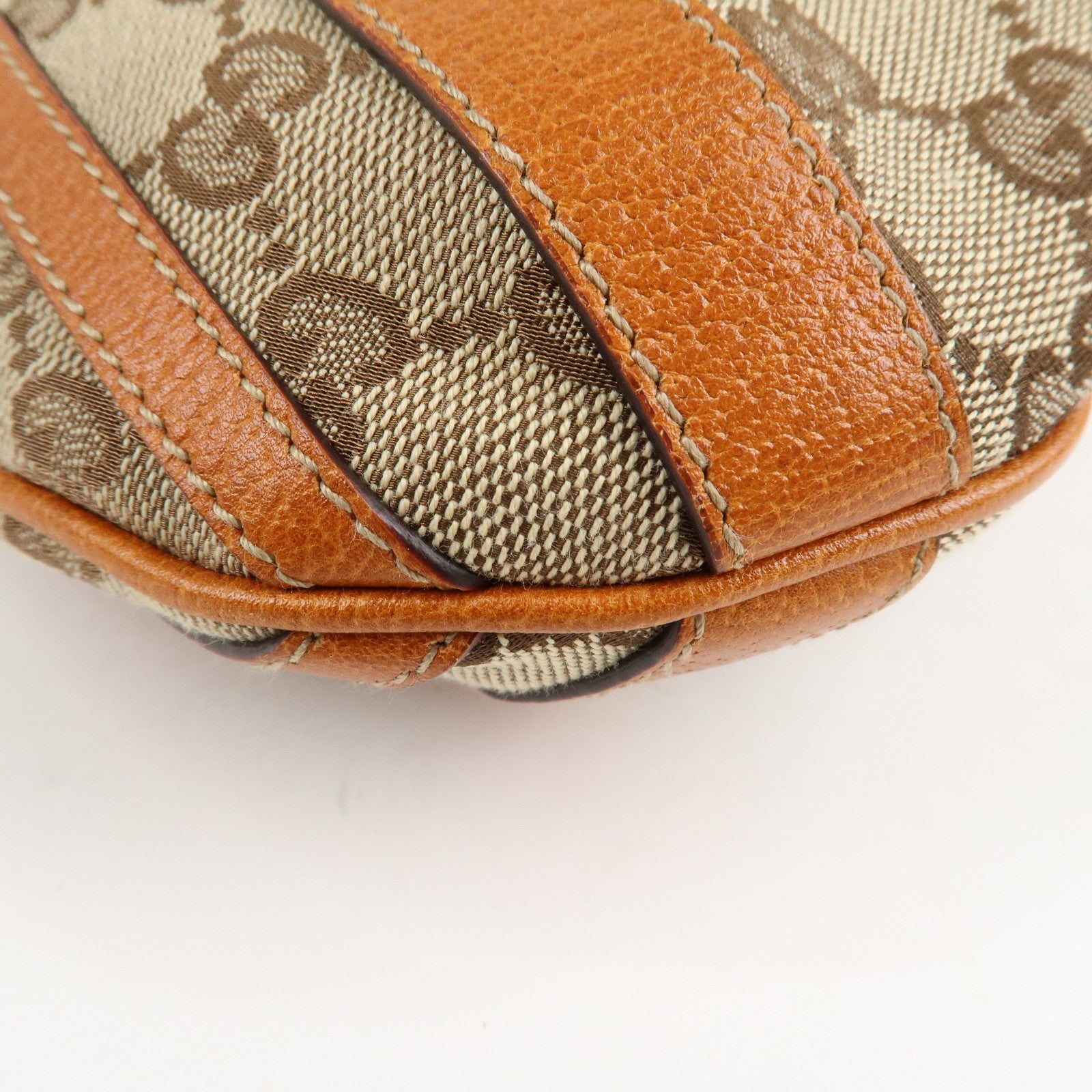 GUCCI GG Canvas Leather 2Way Shoulder Bag Beige Brown 146246 Used