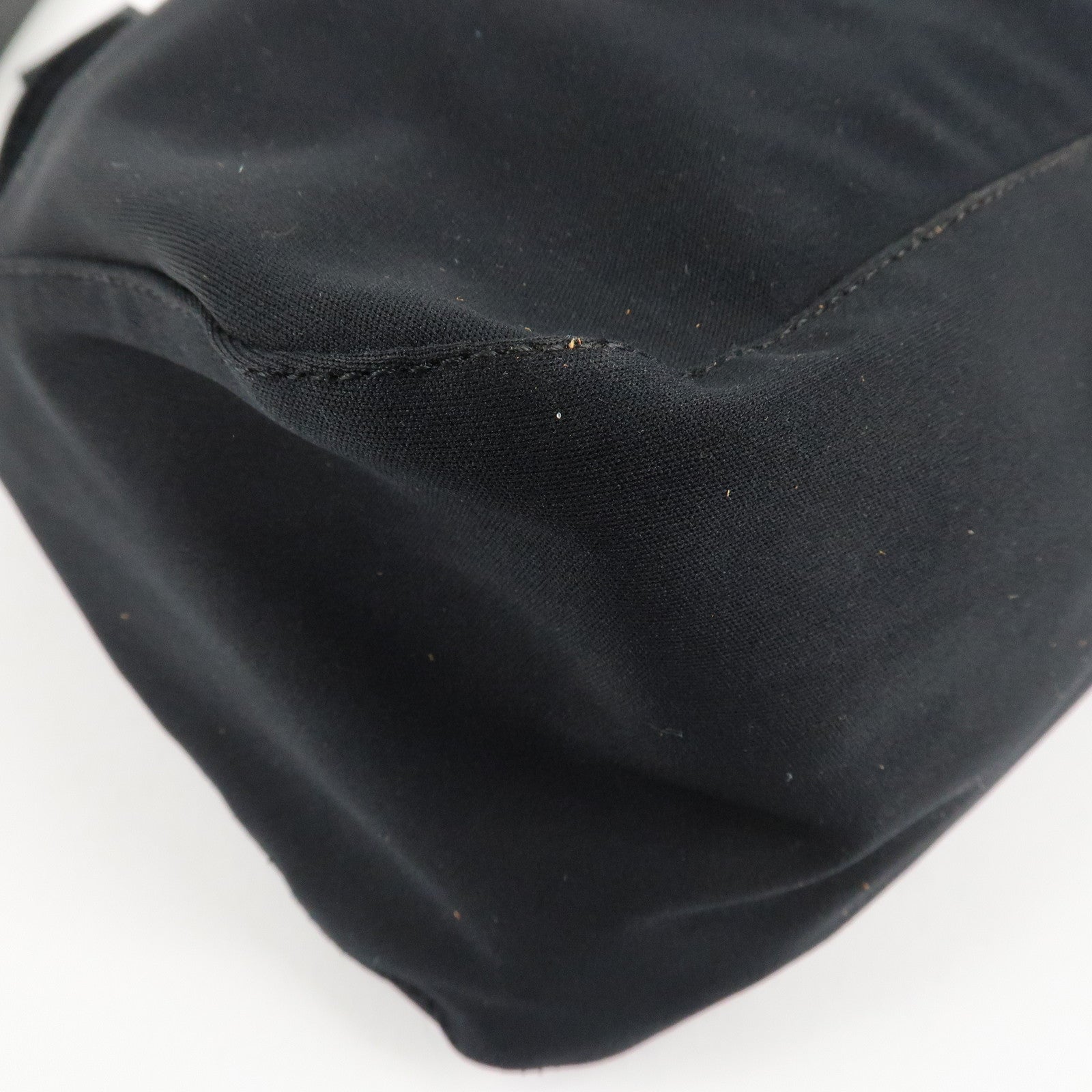 FENDI Mamma Baguette Nylon Jersey Leather Shoulder Bag Black Used