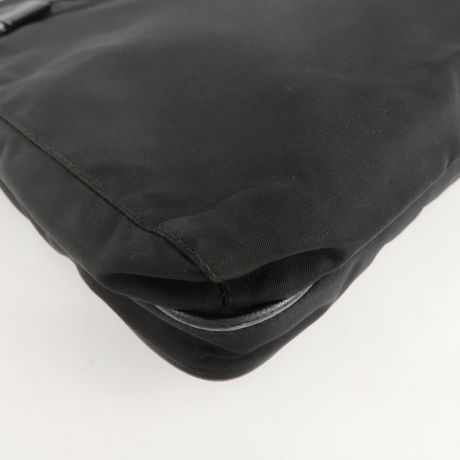 PRADA Logo Nylon Leather Shoulder Bag Crossbody Bag Black Used