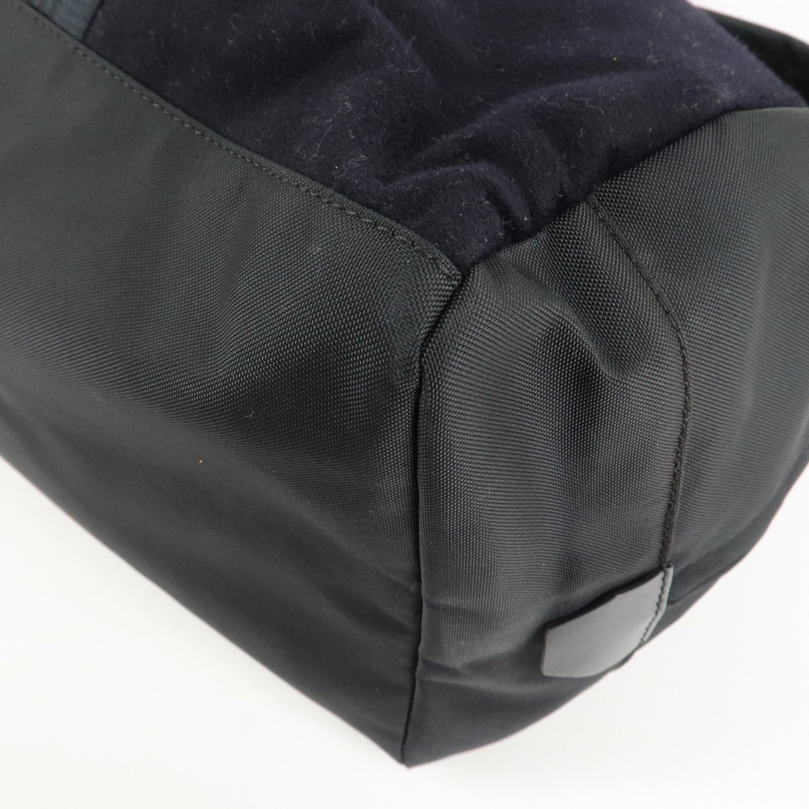 CHANEL Sports Line Felt Nylon Leather Boston Bag Black Used