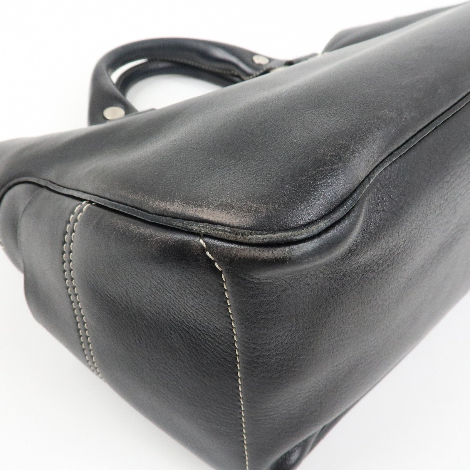 CELINE Leather Boogie Bag Macadam Engraved Hand Bag Tote Bag Black