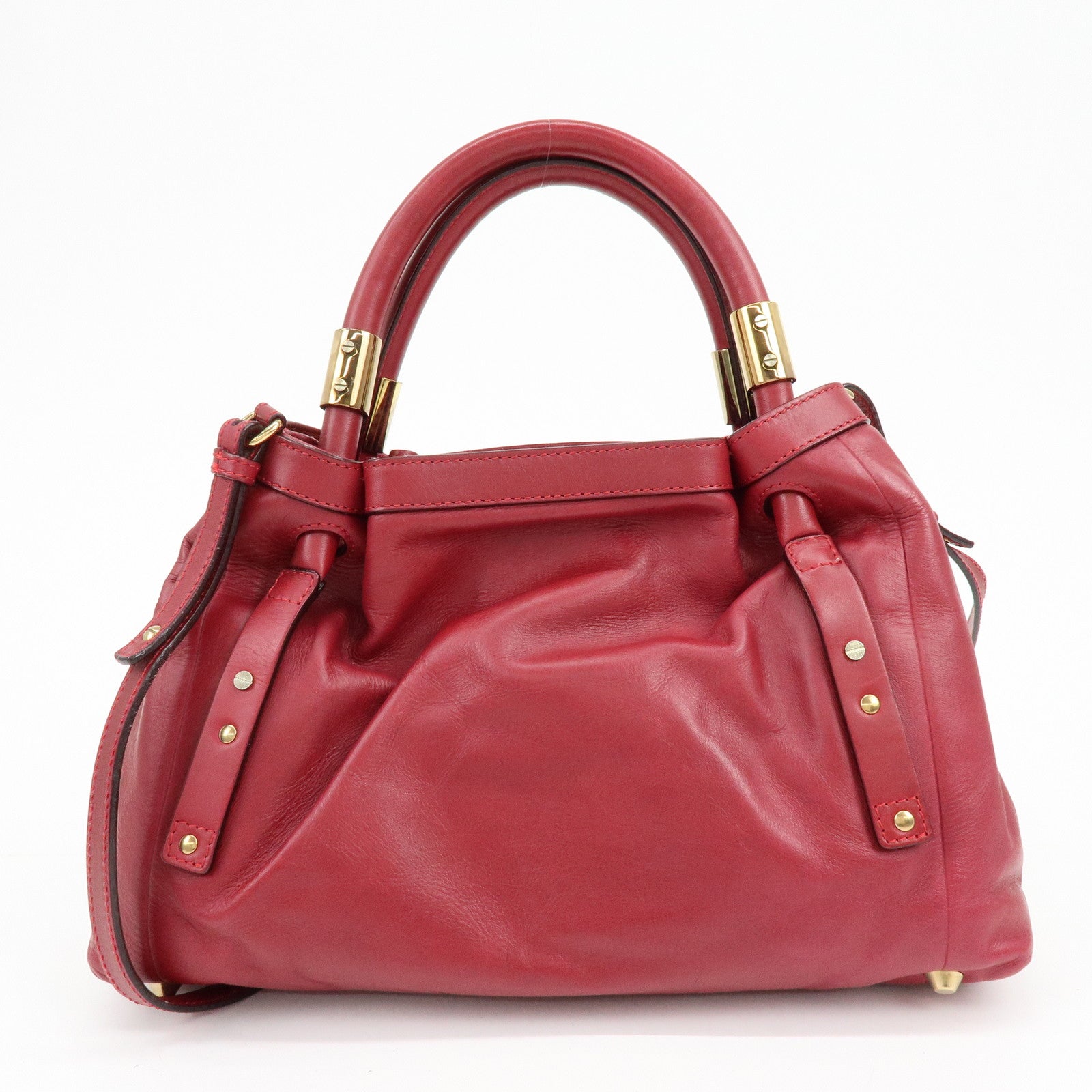 Chloe Victoria Leather 2Way Bag Shoulder Bag Hand Bag Red