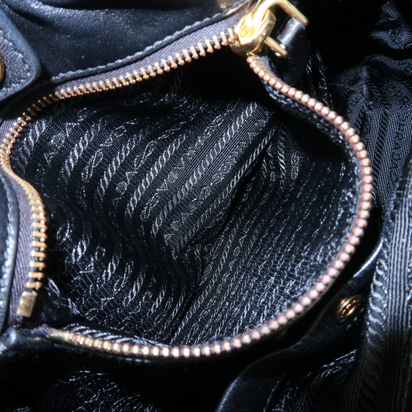 PRADA Logo Nylon Nappa Leather Shoulder Bag Black Green BR4230