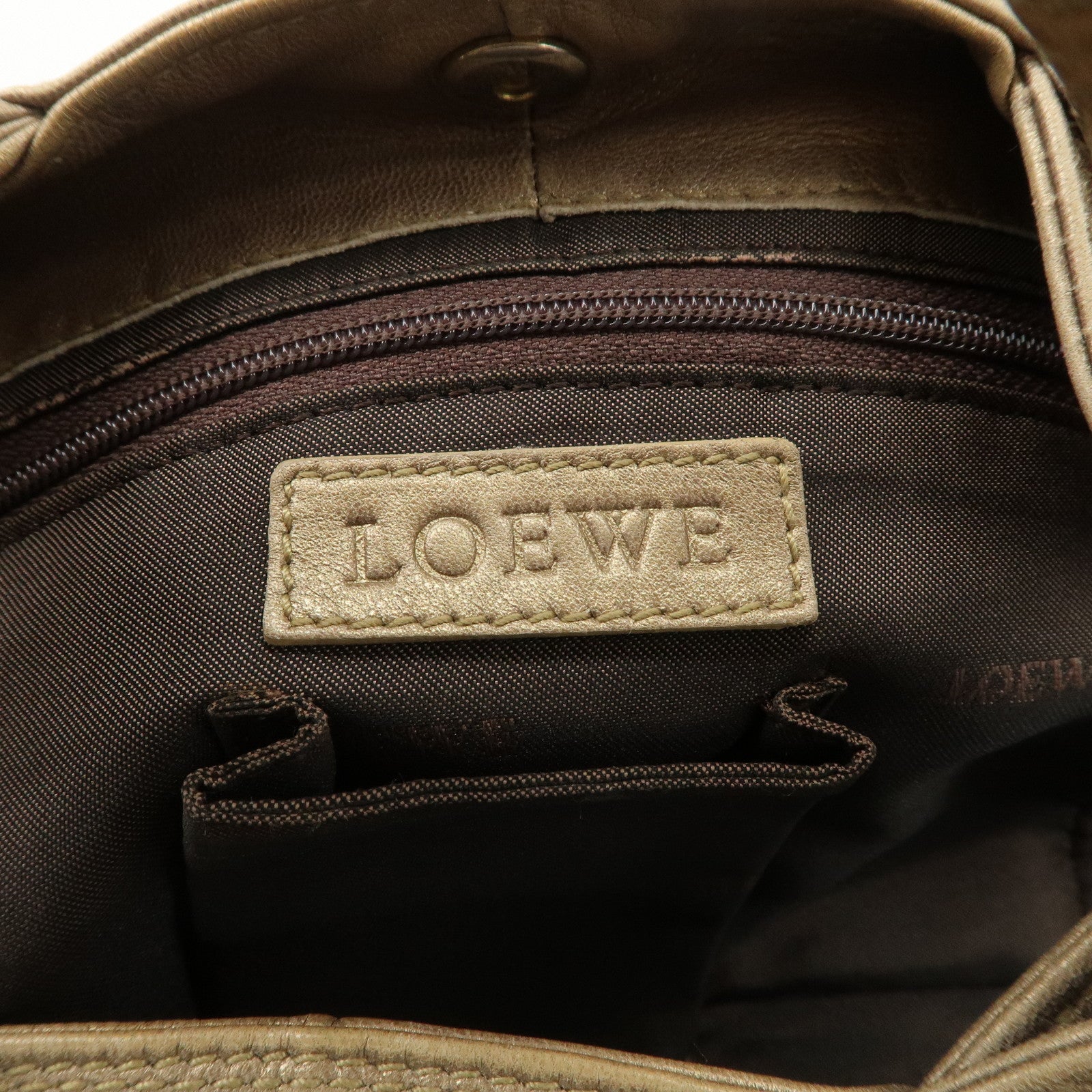LOEWE Anagram Nappa Aire Leather Hand Bag Shoulder Bag Gold Used