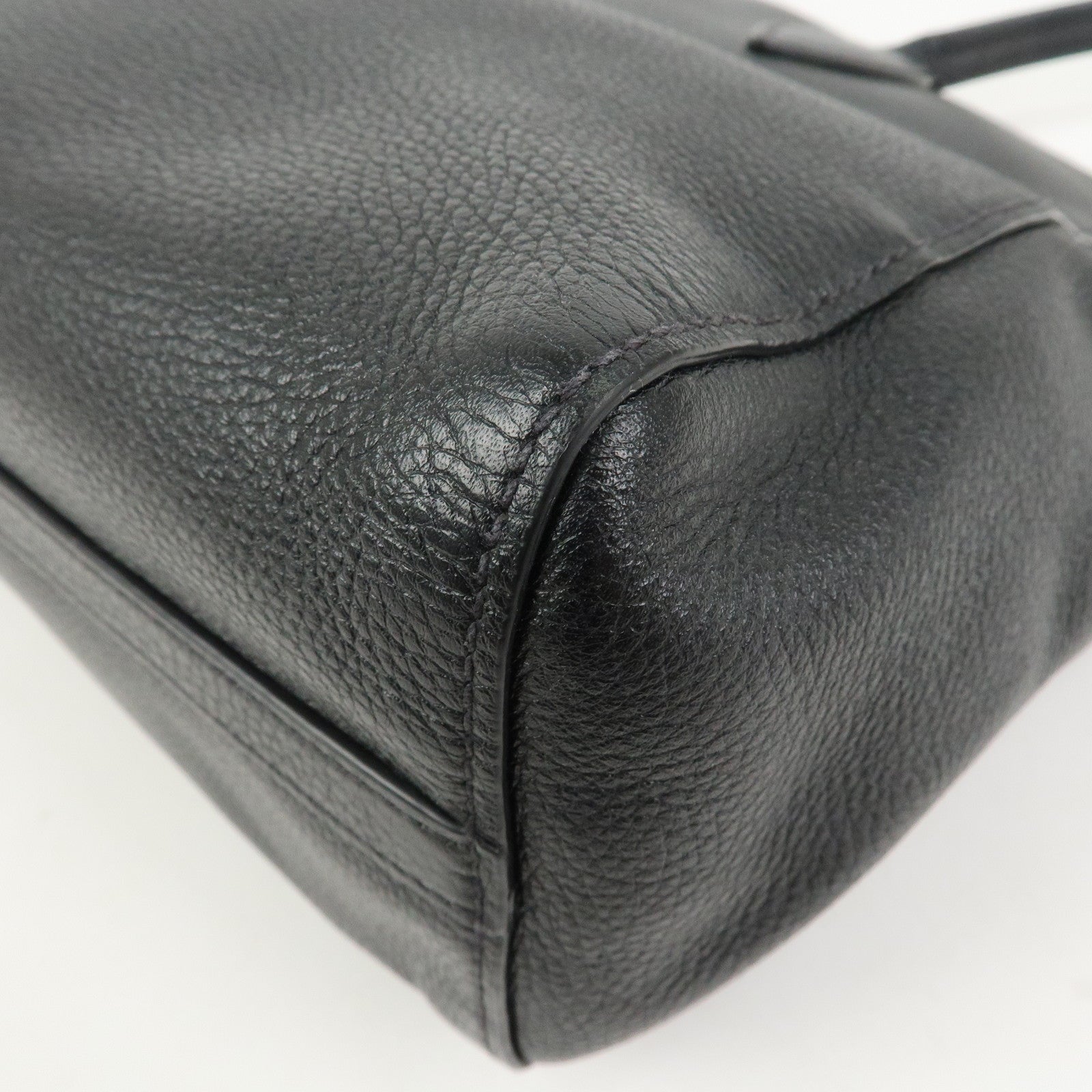 PRADA Logo Leather Shoulder Bag Tote Bag Black 1BG111